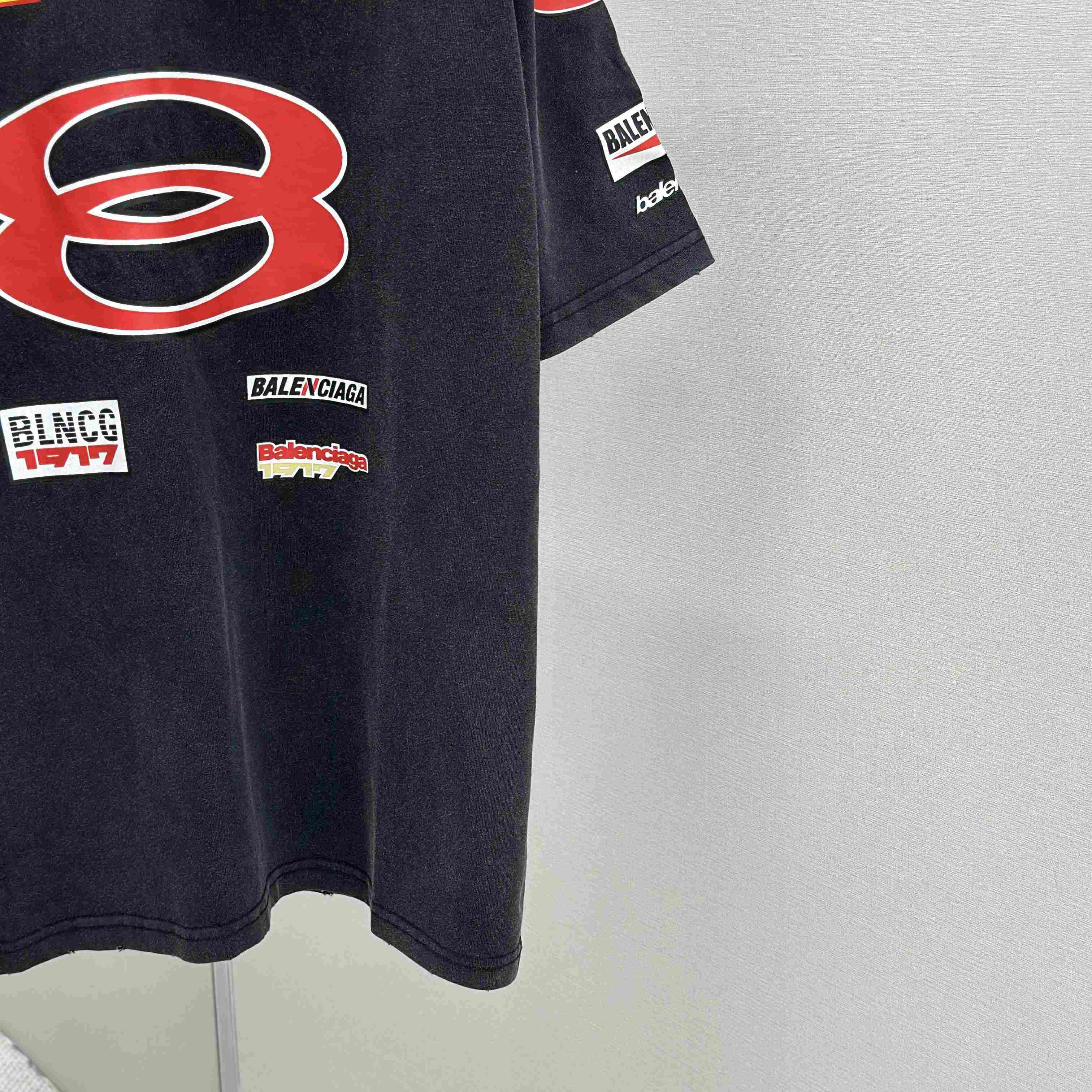 Balenciaga Sponsor Logos T-Shirt Oversized In Faded Washed Black - EUR FASHION