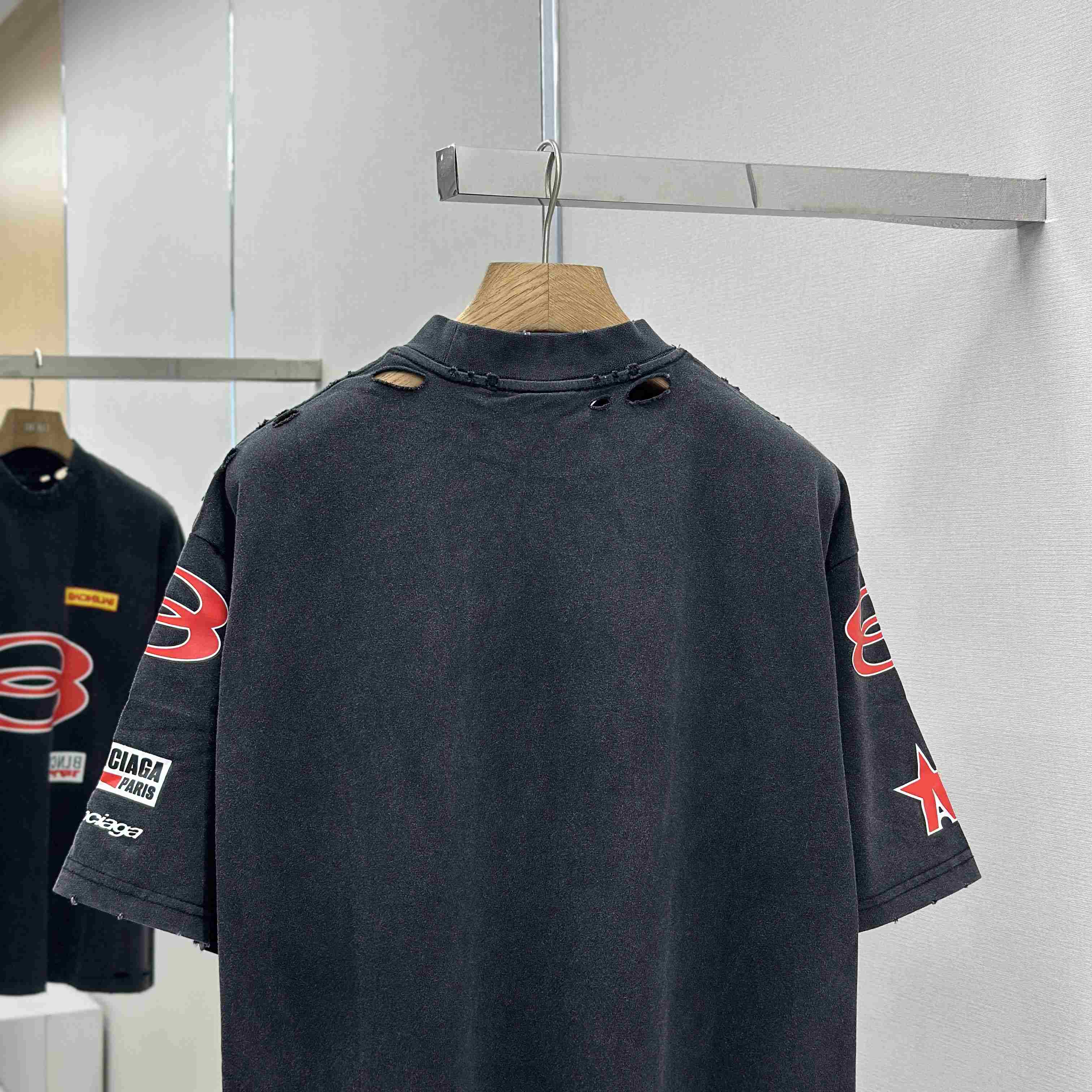 Balenciaga Sponsor Logos T-Shirt Oversized In Faded Washed Black - EUR FASHION