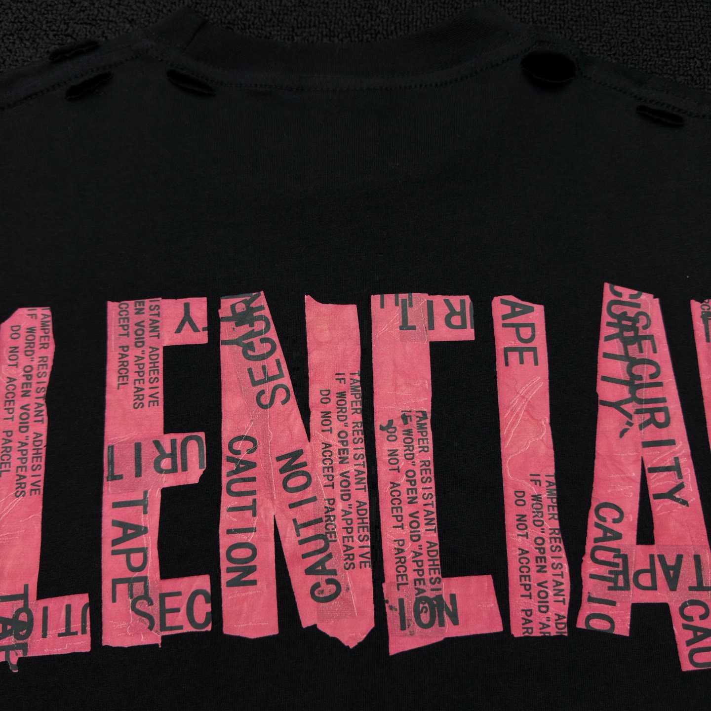 Balenciaga Security Tape Logo T-Shirt Oversized In Black - EUR FASHION