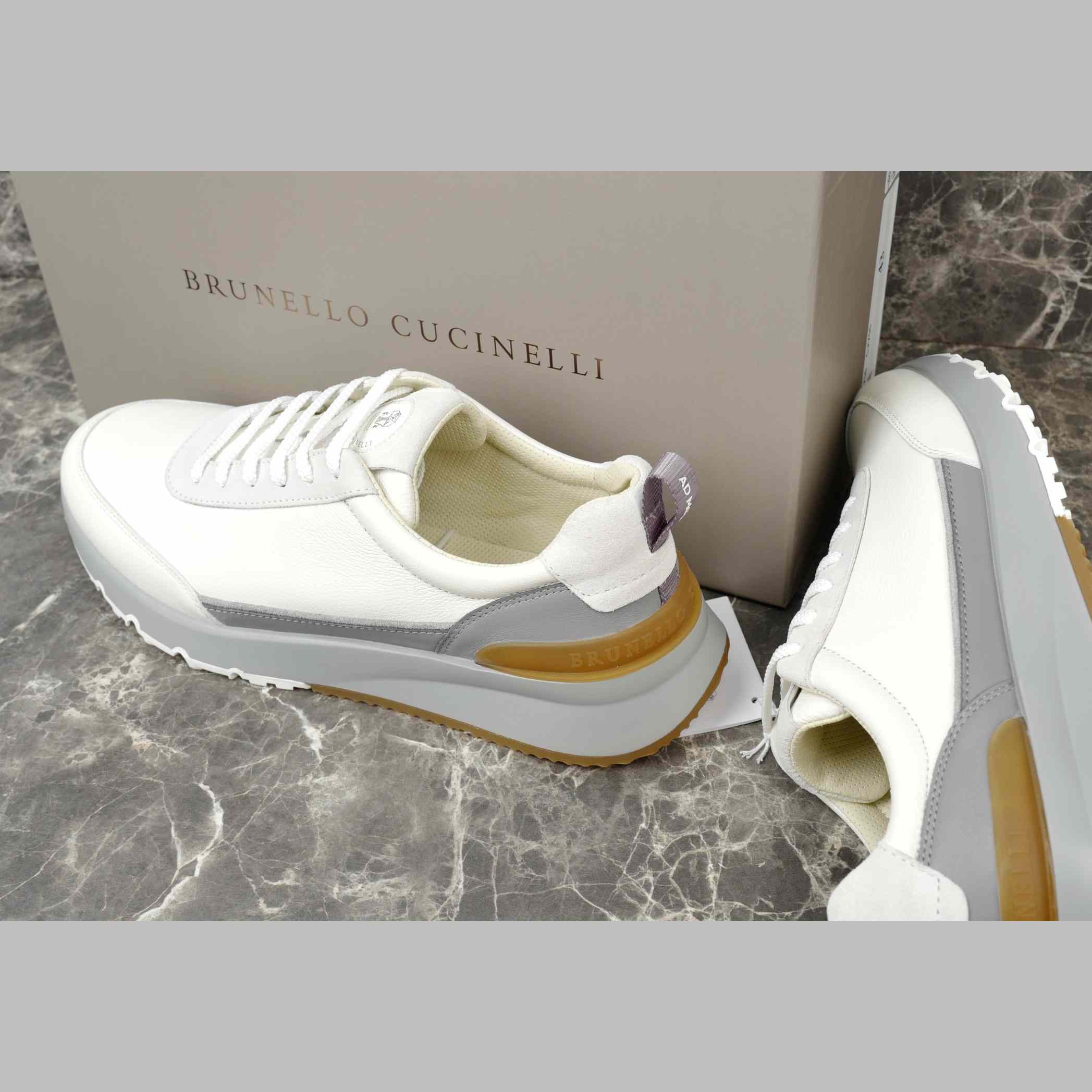 Brunello Cucinelli Washed Suede And Semi-polished Calfskin Runners  - EUR FASHION