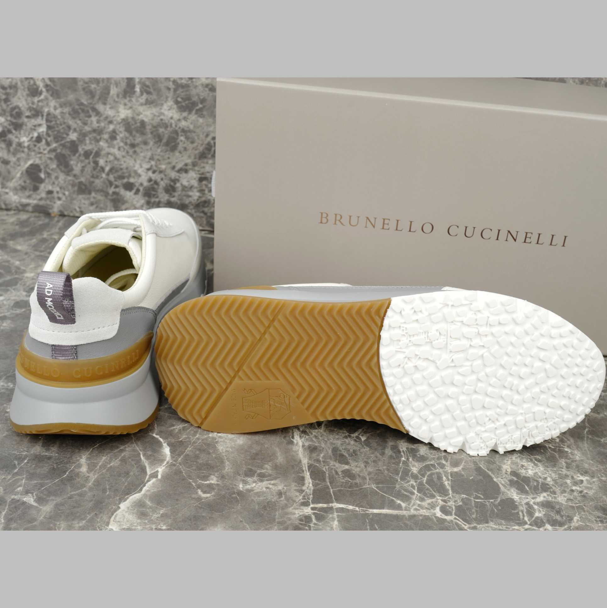 Brunello Cucinelli Washed Suede And Semi-polished Calfskin Runners  - EUR FASHION