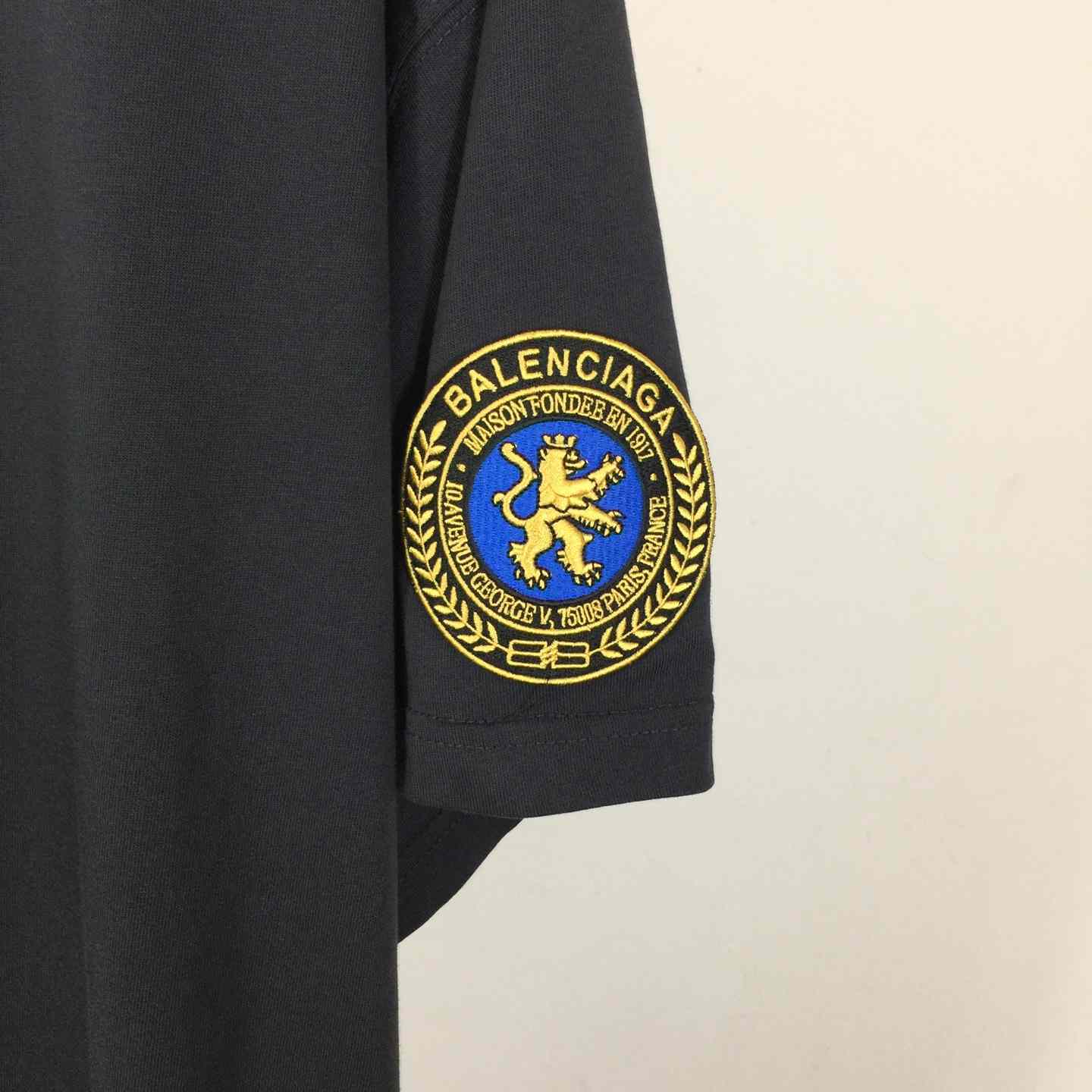 Balenciaga Uniform Merch Oversized T-Shirt In Faded Black dry Fleece - EUR FASHION