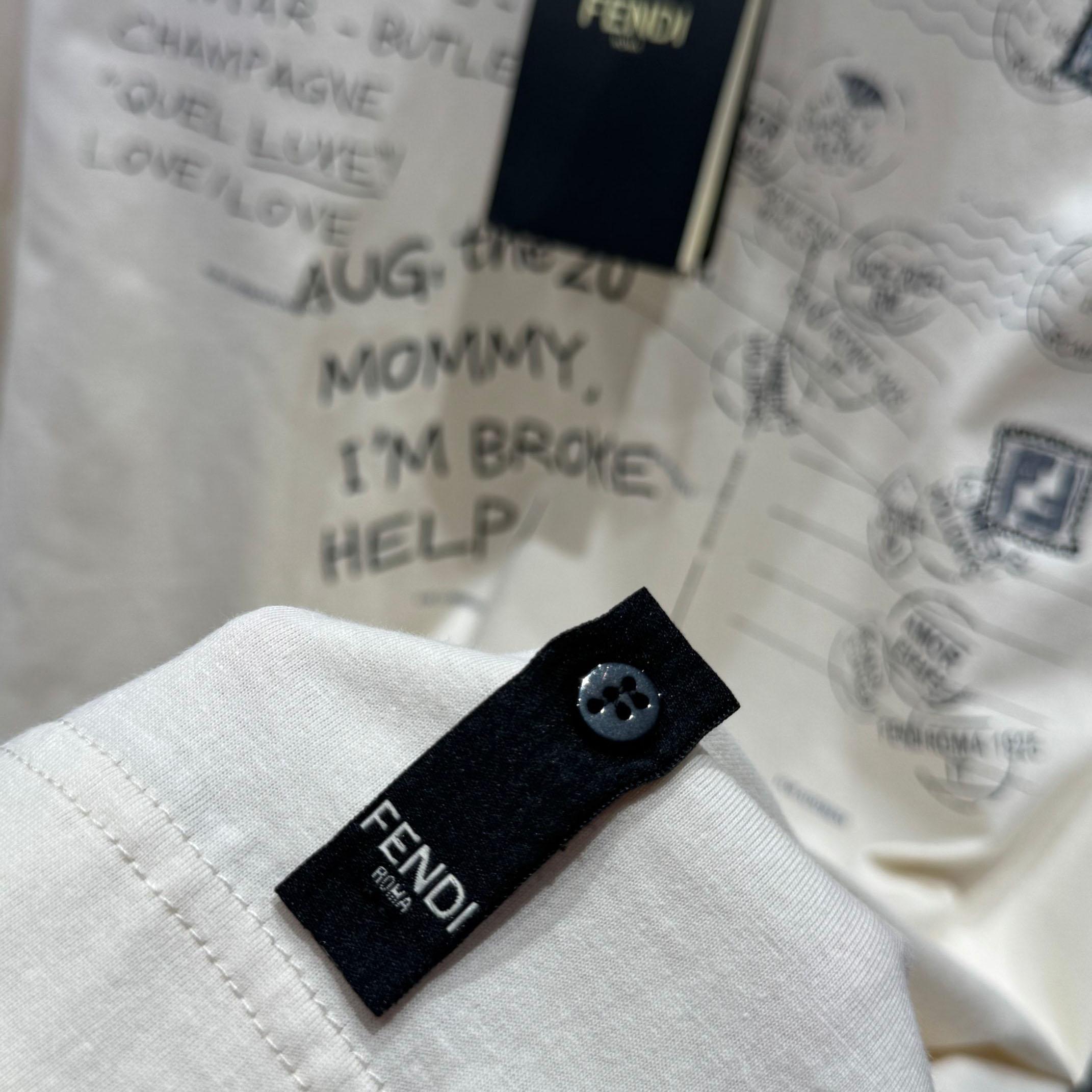 Fendi White Cotton T-shirt - EUR FASHION