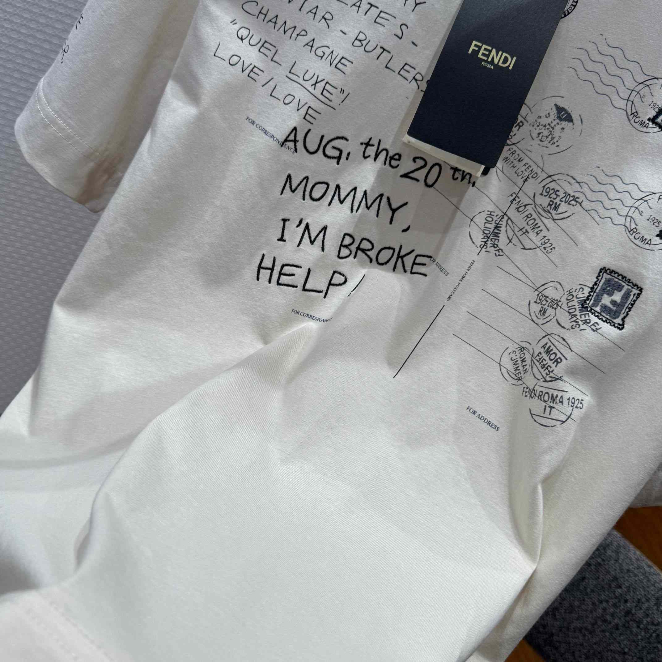 Fendi White Cotton T-shirt - EUR FASHION