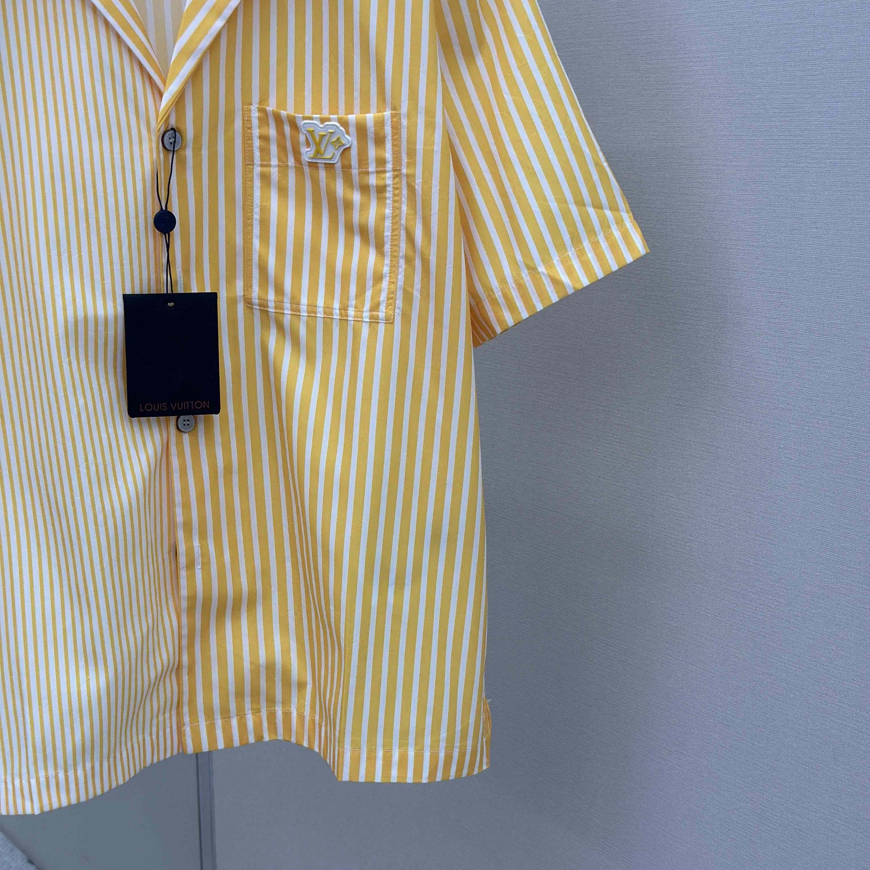Louis Vuitton Monogram Striped Patchwork Short-Sleeved Shirt   1AHVWT - EUR FASHION