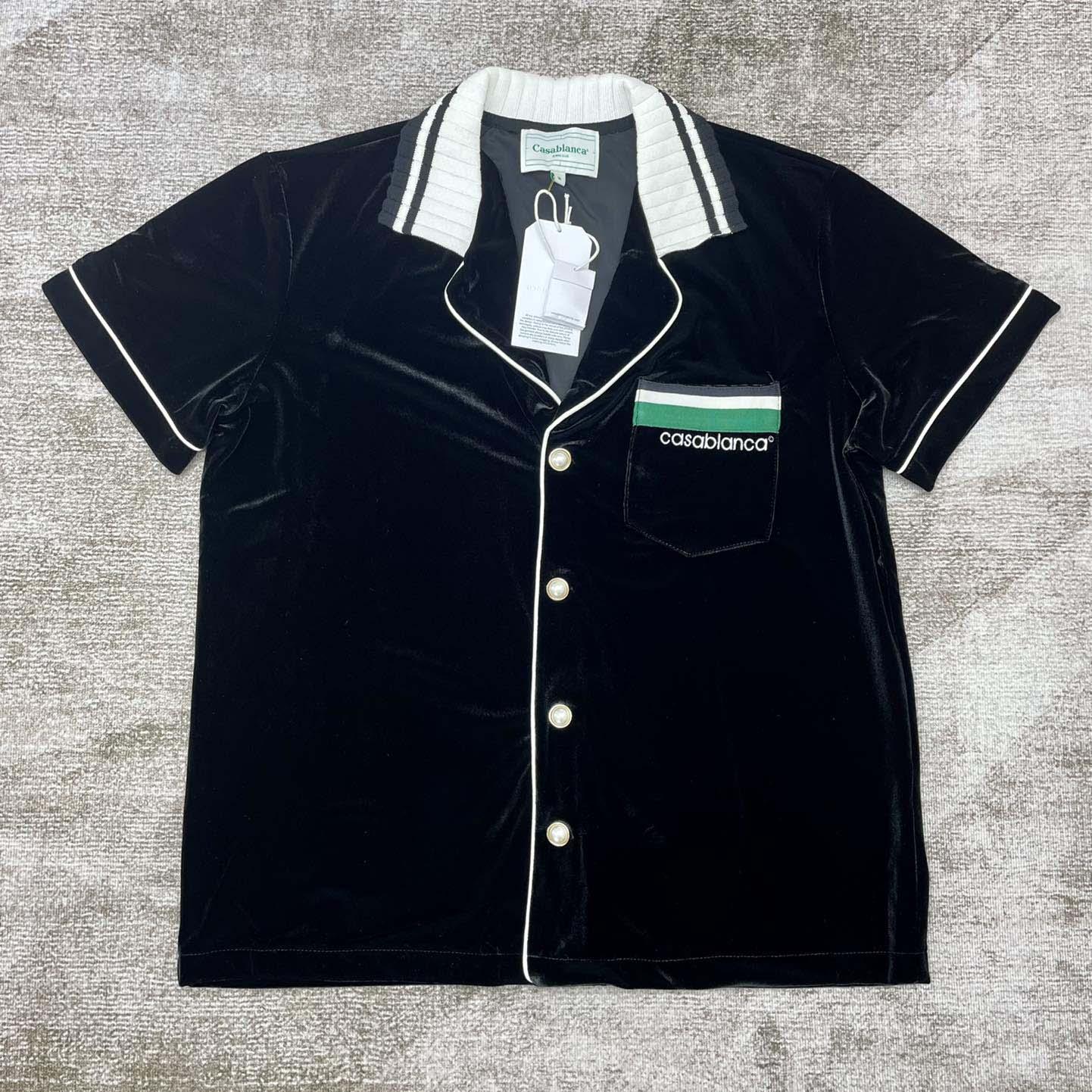 Casablanca Short-Sleeve Velour Shirt   c932 - EUR FASHION