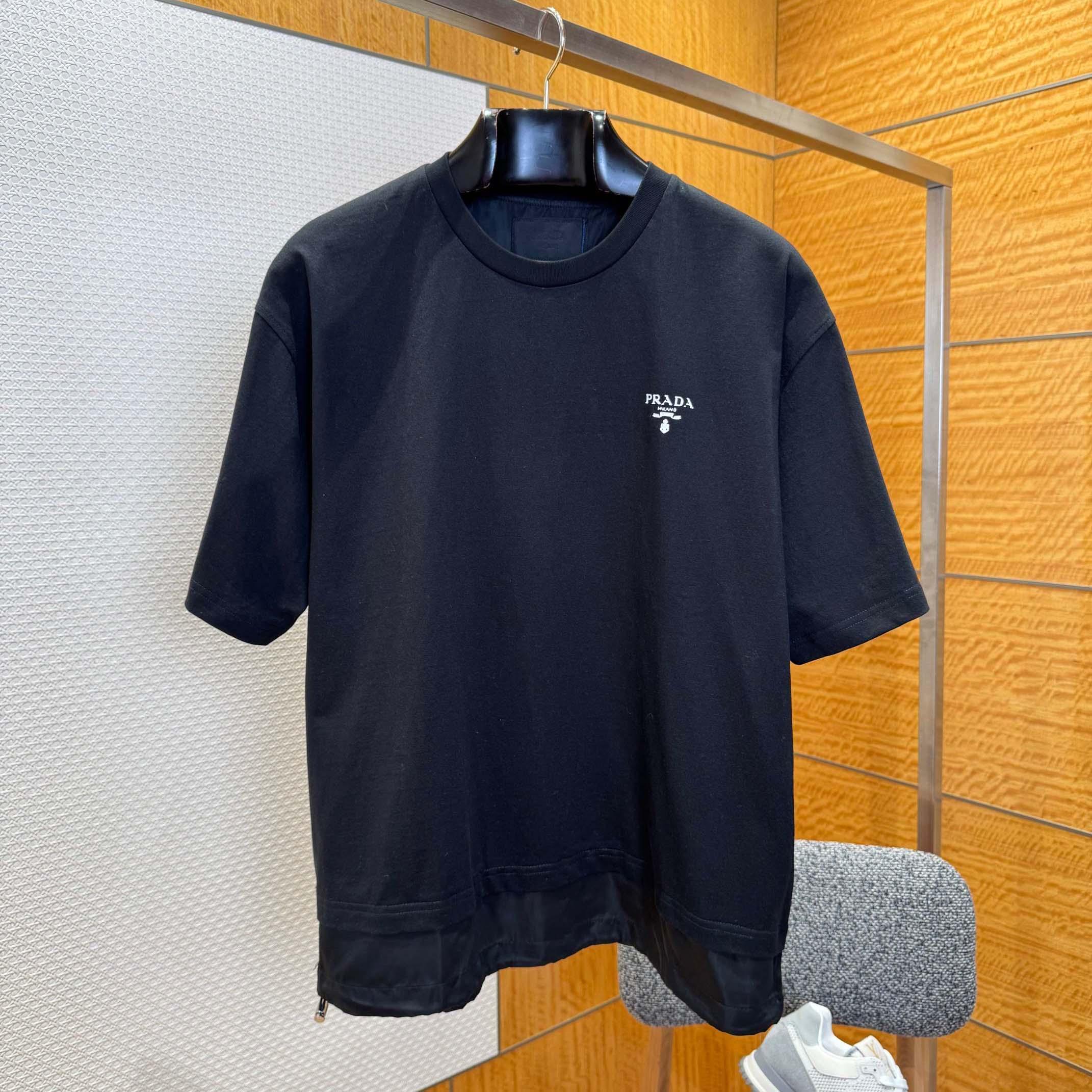 Prada Logo-print Layered-detail T-shirt - EUR FASHION