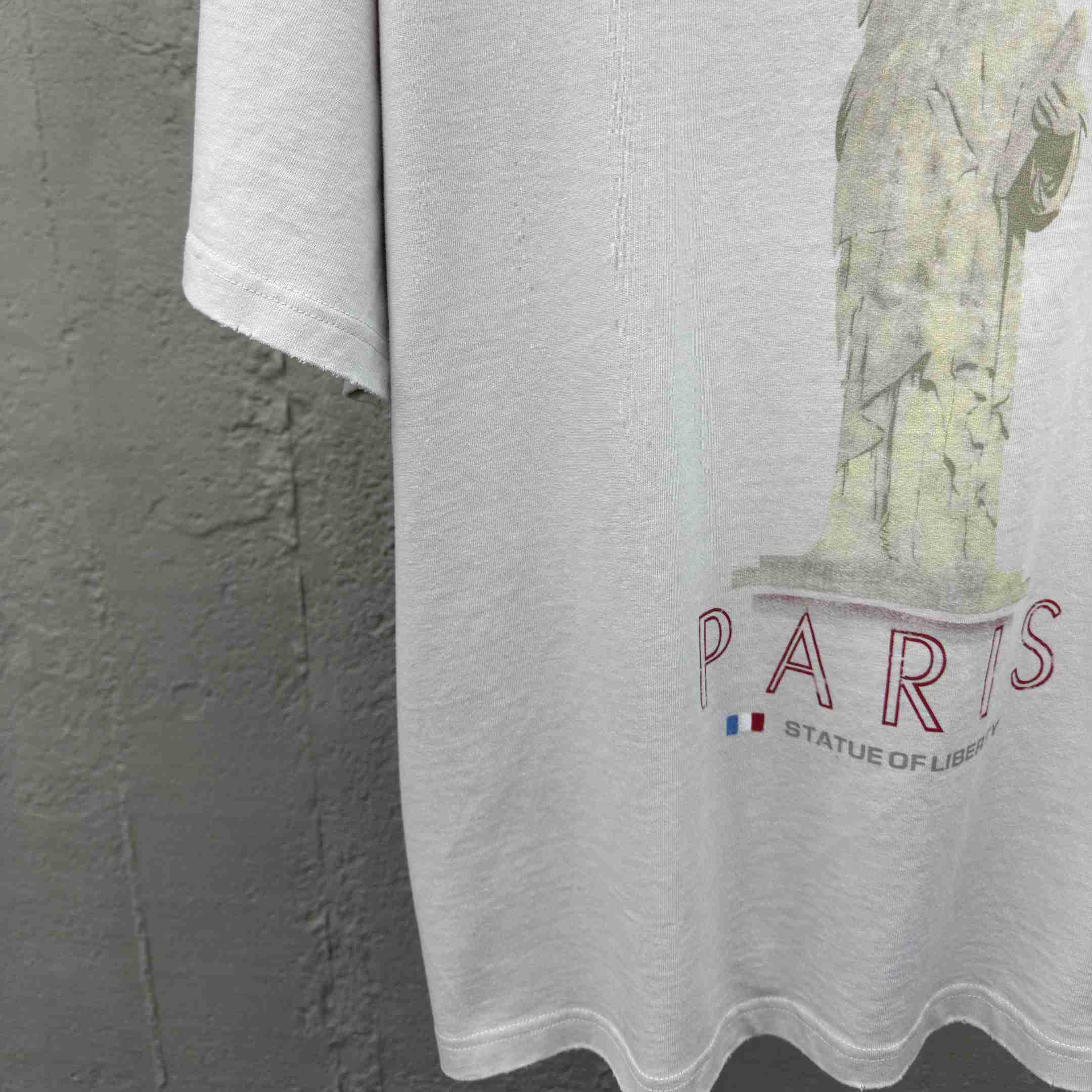 Balenciaga Paris Liberty T-Shirt Medium Fit In Off White Vintage Jersey - EUR FASHION