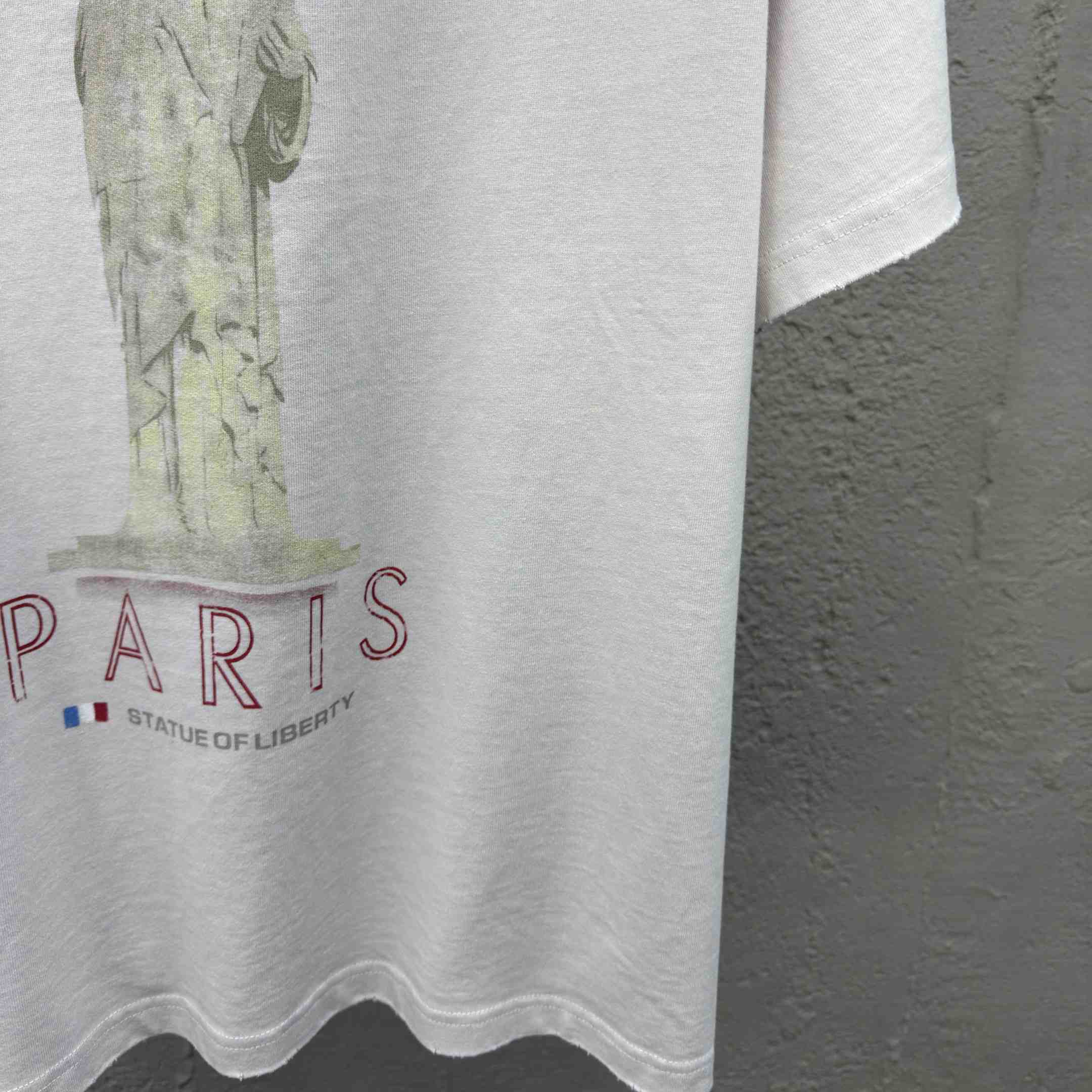 Balenciaga Paris Liberty T-Shirt Medium Fit In Off White Vintage Jersey - EUR FASHION