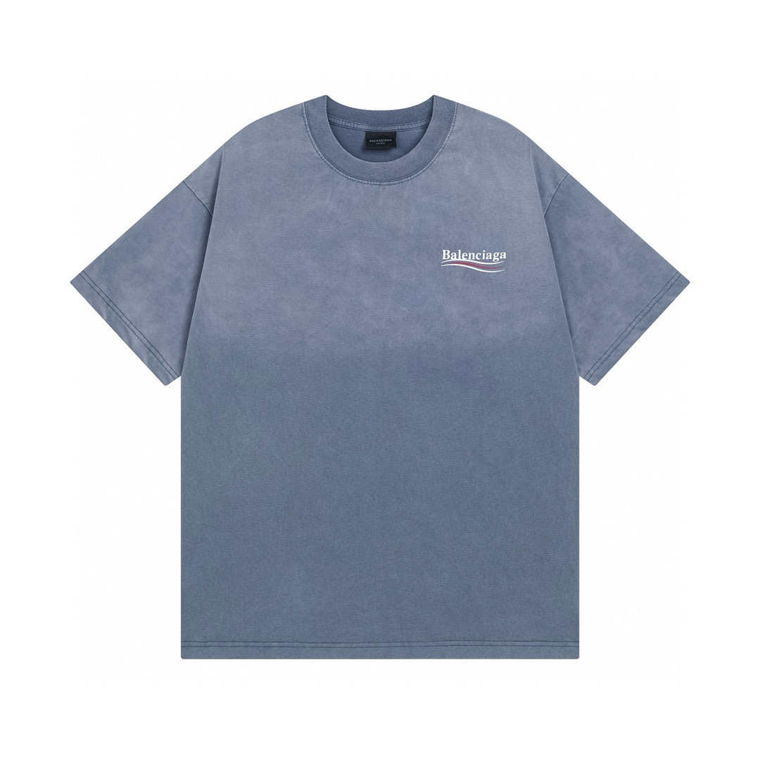 Balenciaga Political Campaign T-Shirt Medium Fit In Faded Blue - EUR FASHION