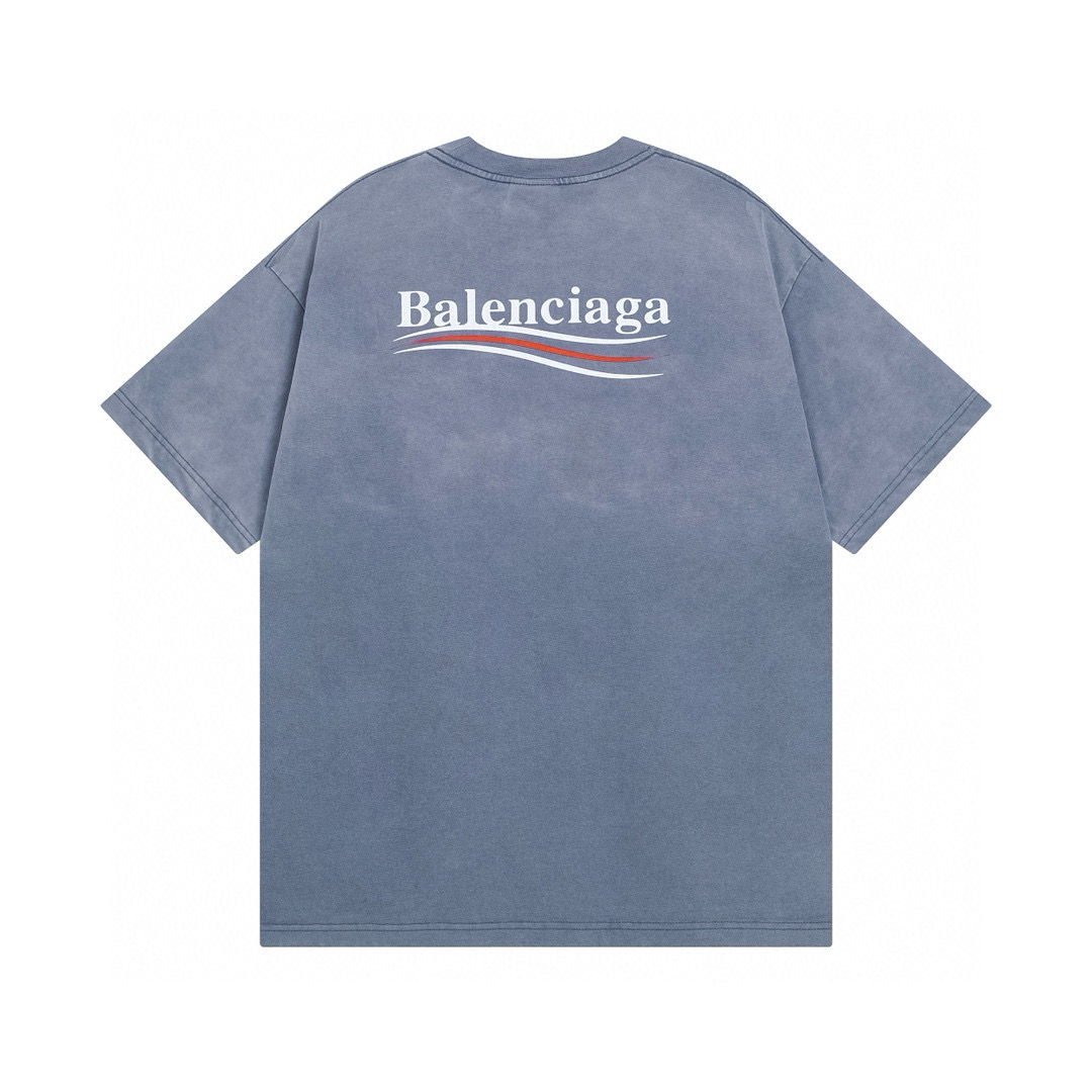 Balenciaga Political Campaign T-Shirt Medium Fit In Faded Blue - EUR FASHION