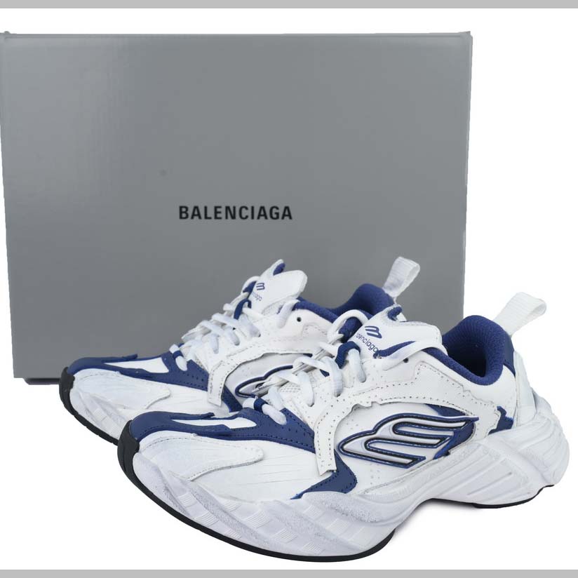 Balenciaga Monday Shoe In Navy And White Cowskin And Polyester - EUR FASHION