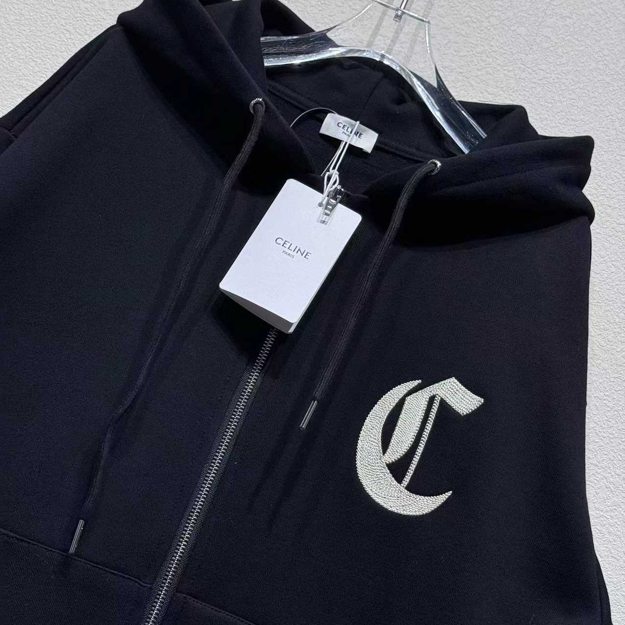 Celine Zipped Hoodie In Cotton Fleece - EUR FASHION
