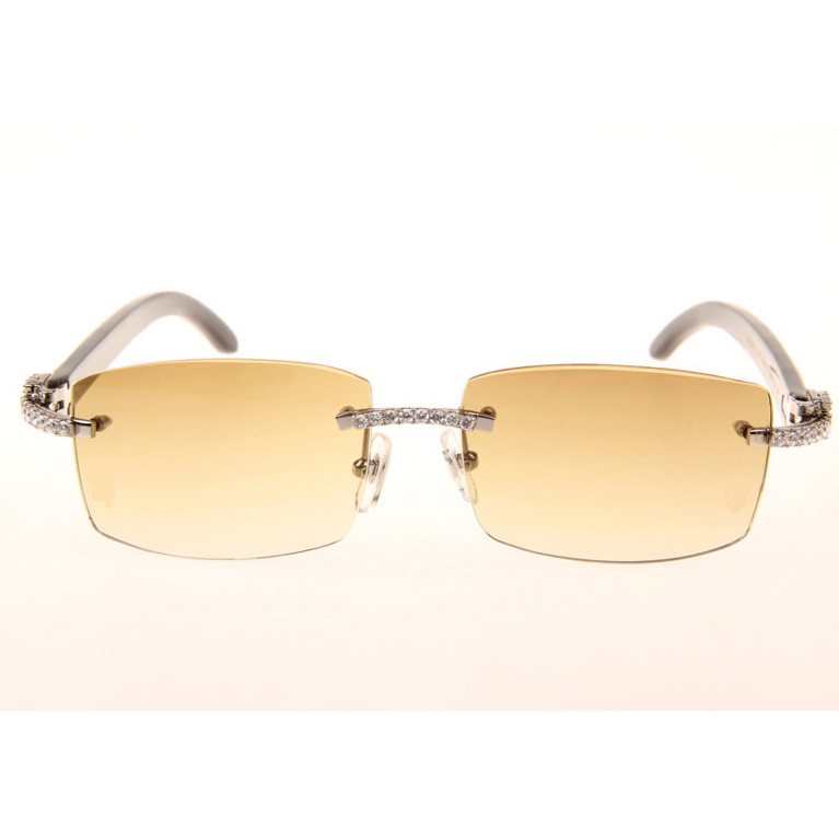 Cartier CT_3524012 Big Diamond White Mix Black Buffalo Sunglasses In Silver Brown - EUR FASHION