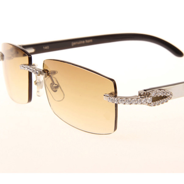 Cartier CT_3524012 Big Diamond White Mix Black Buffalo Sunglasses In Silver Brown - EUR FASHION