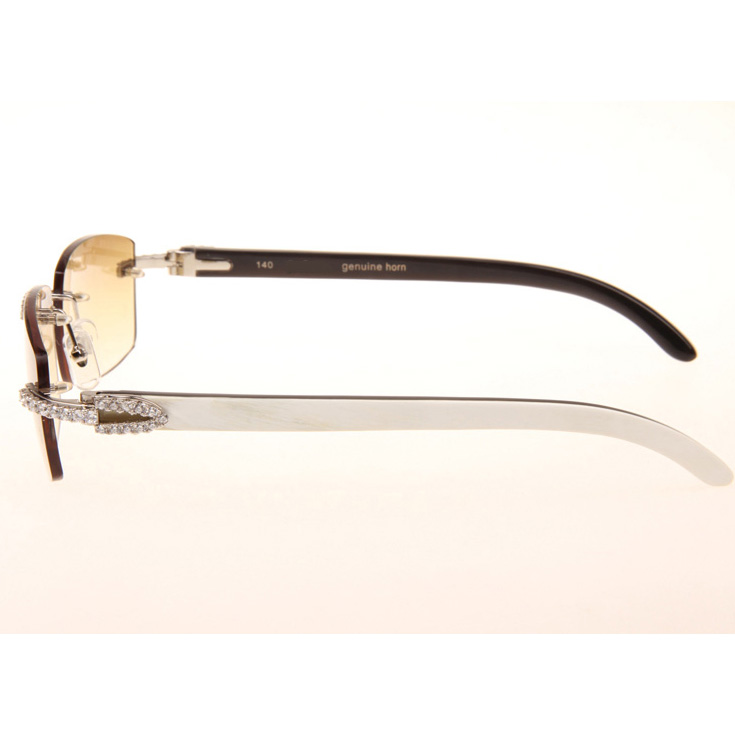 Cartier CT_3524012 Big Diamond White Mix Black Buffalo Sunglasses In Silver Brown - EUR FASHION
