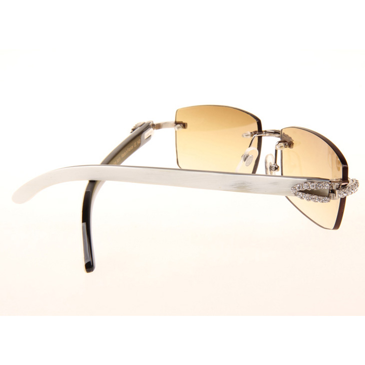 Cartier CT_3524012 Big Diamond White Mix Black Buffalo Sunglasses In Silver Brown - EUR FASHION