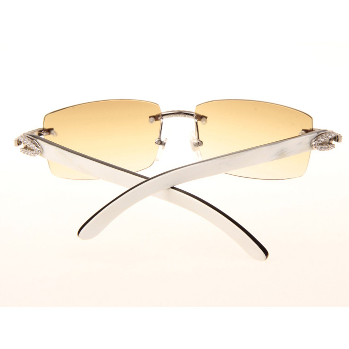 Cartier CT_3524012 Big Diamond White Mix Black Buffalo Sunglasses In Silver Brown - EUR FASHION