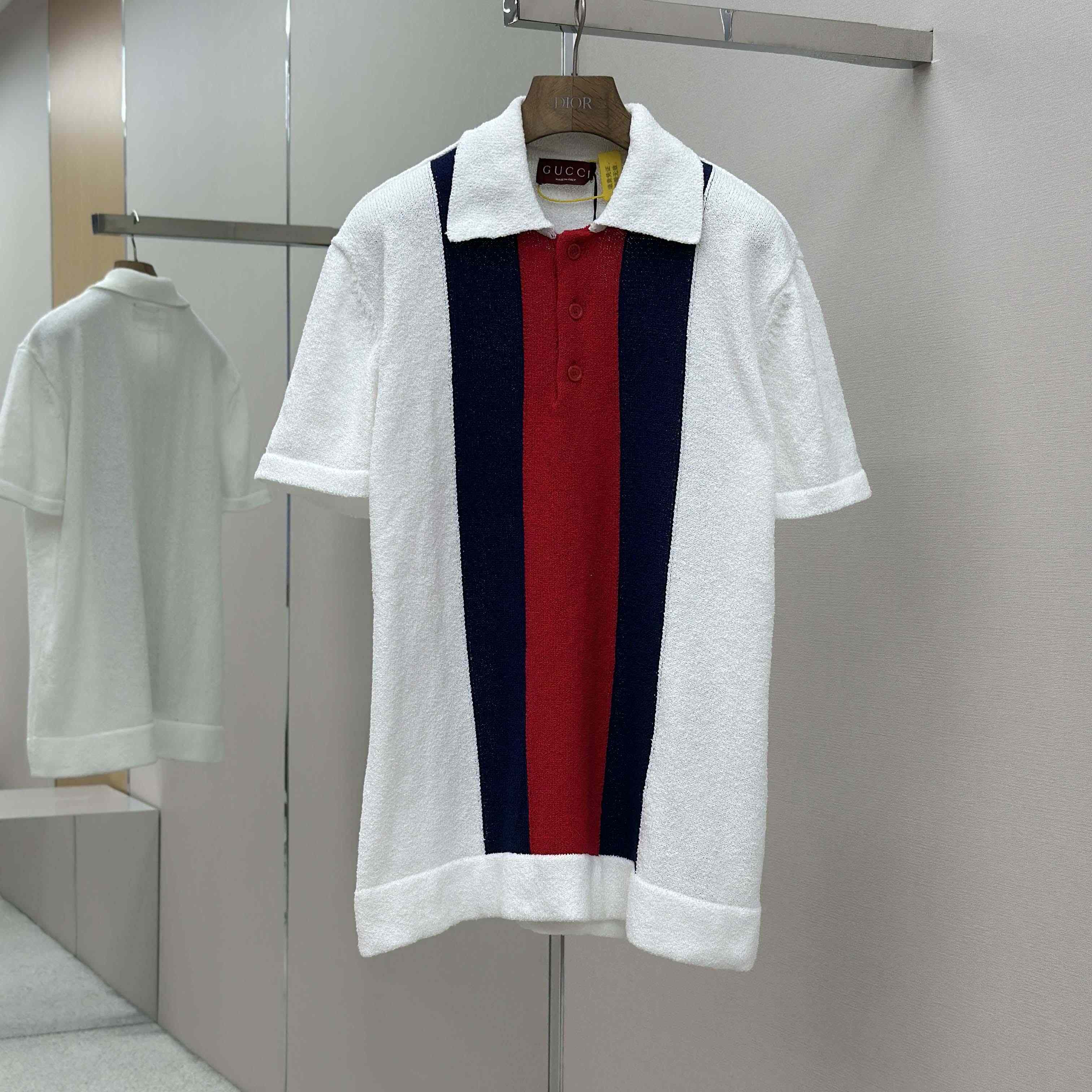 Gucci Cotton Blend Terry Knit Polo Shirt In White - EUR FASHION