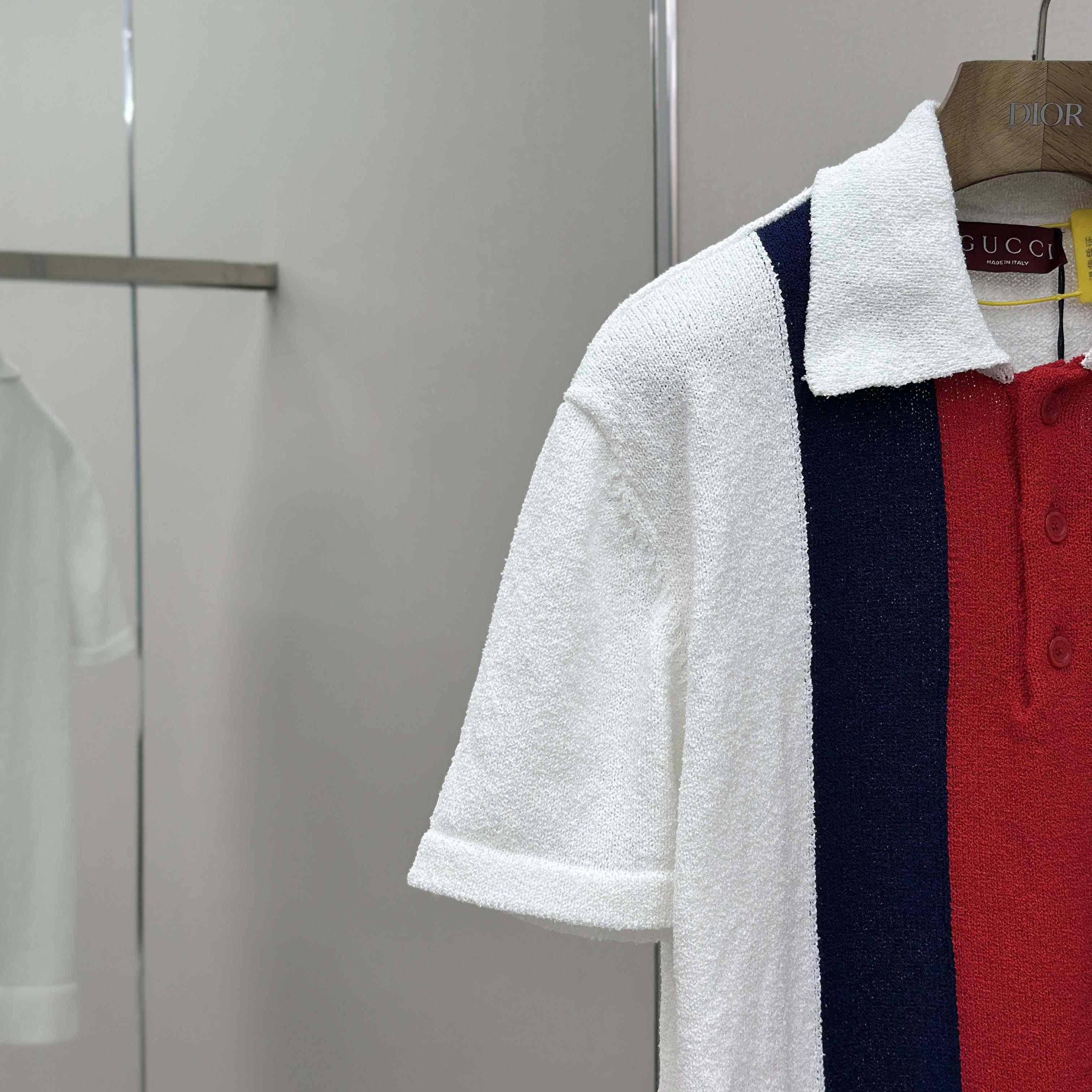 Gucci Cotton Blend Terry Knit Polo Shirt In White - EUR FASHION