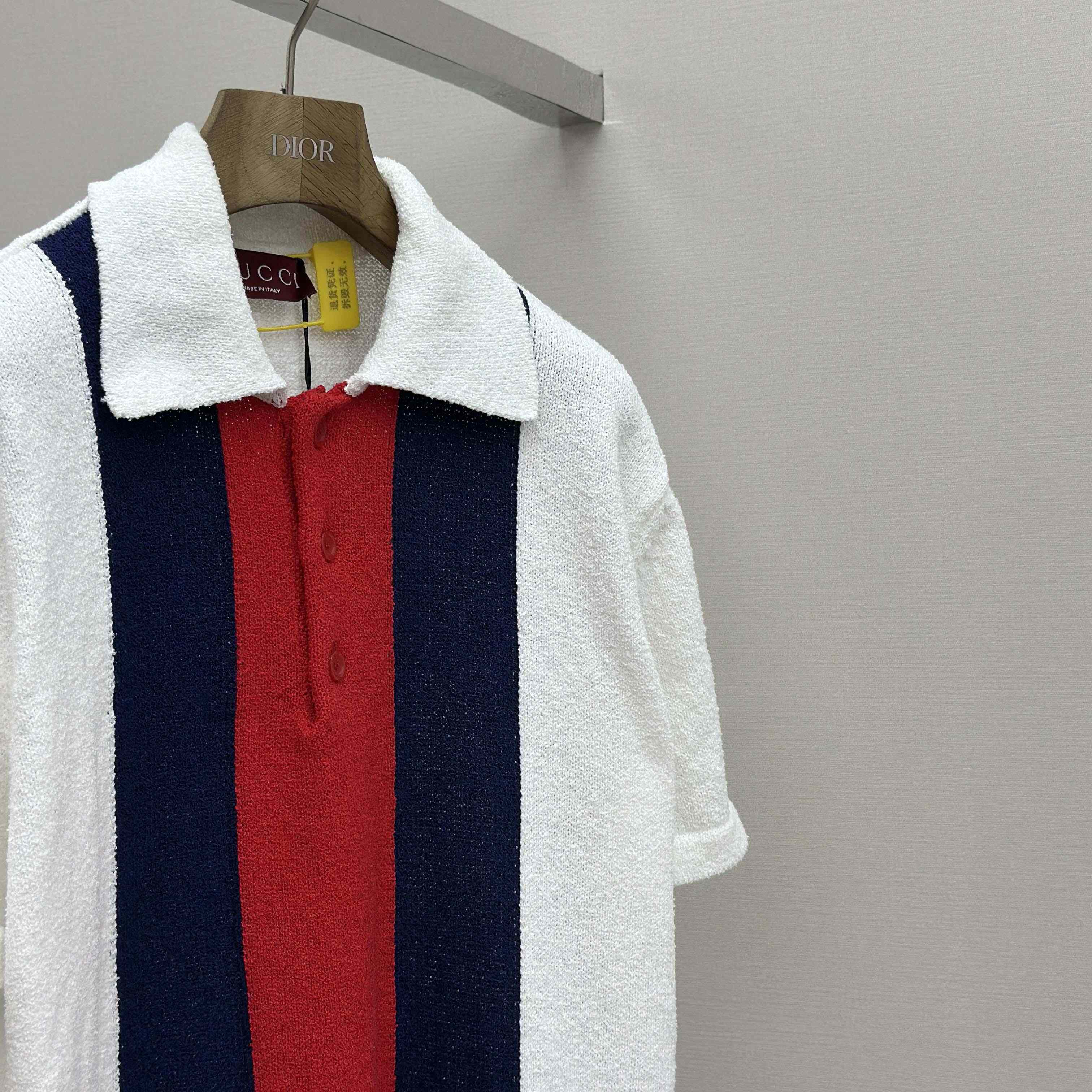 Gucci Cotton Blend Terry Knit Polo Shirt In White - EUR FASHION