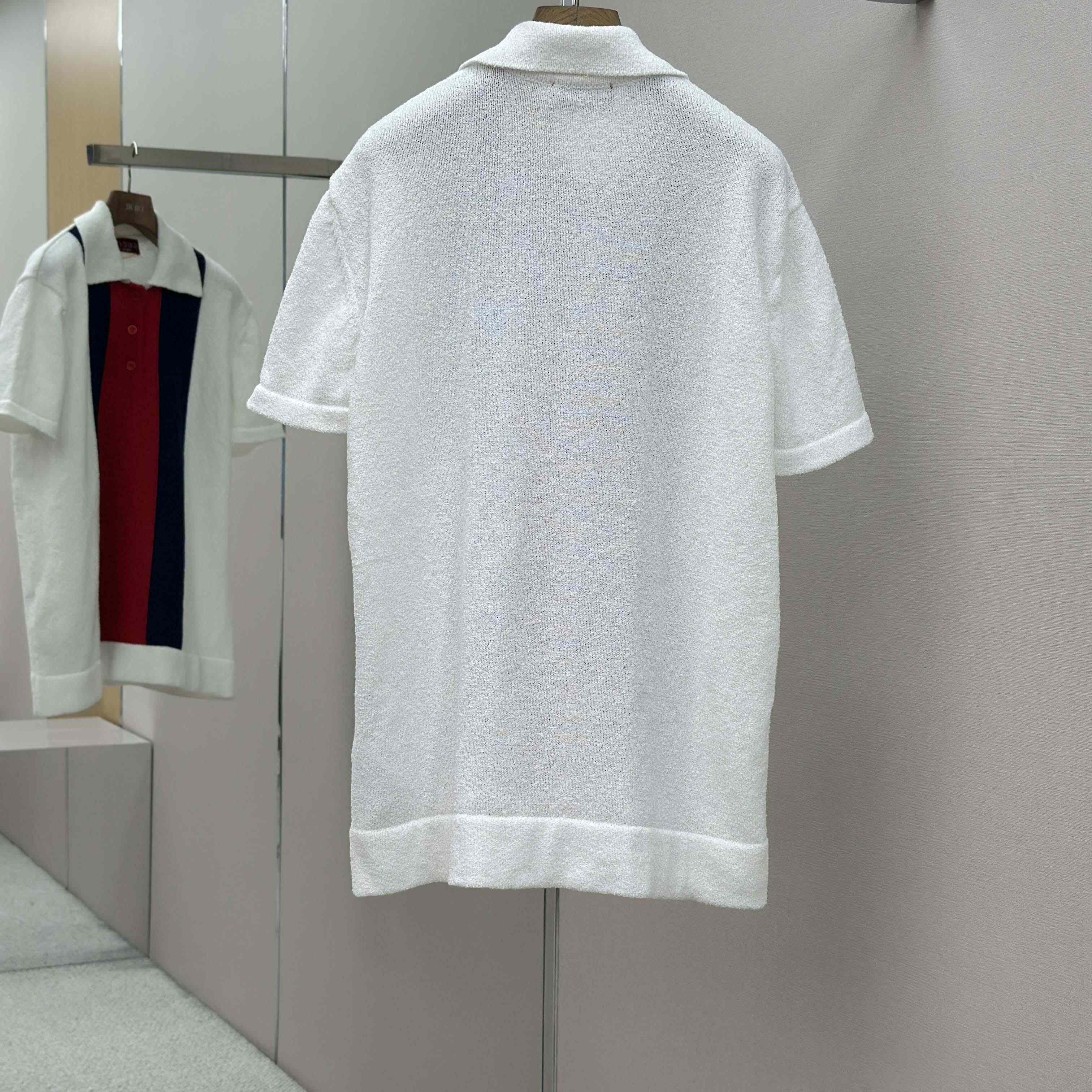 Gucci Cotton Blend Terry Knit Polo Shirt In White - EUR FASHION