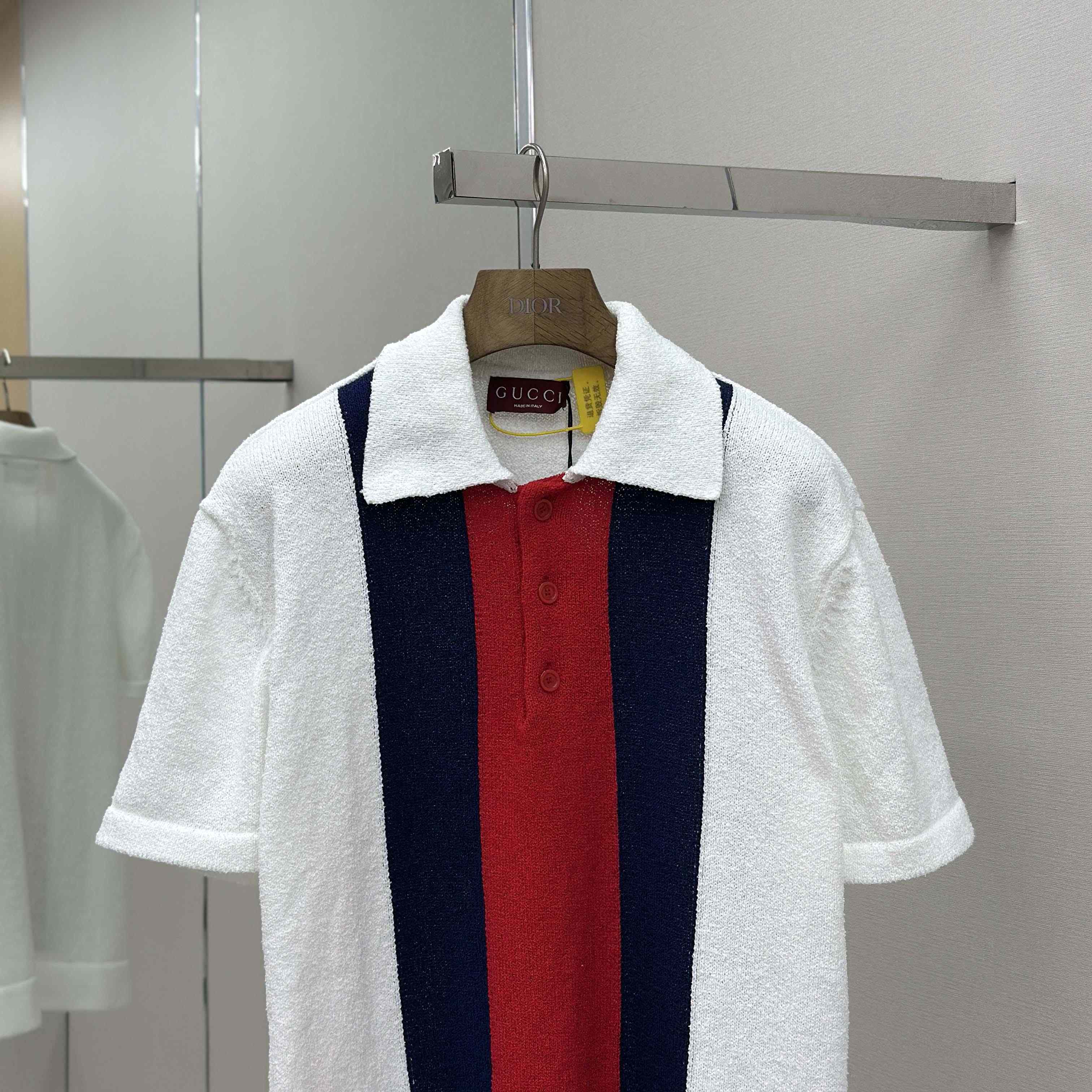 Gucci Cotton Blend Terry Knit Polo Shirt In White - EUR FASHION