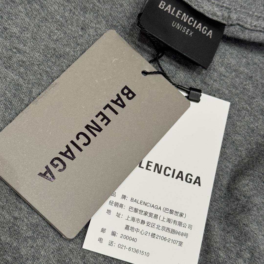 Balenciaga Luxury Script Oversized T-Shirt In Dark Heather Grey And Blue Dry Jersey - EUR FASHION