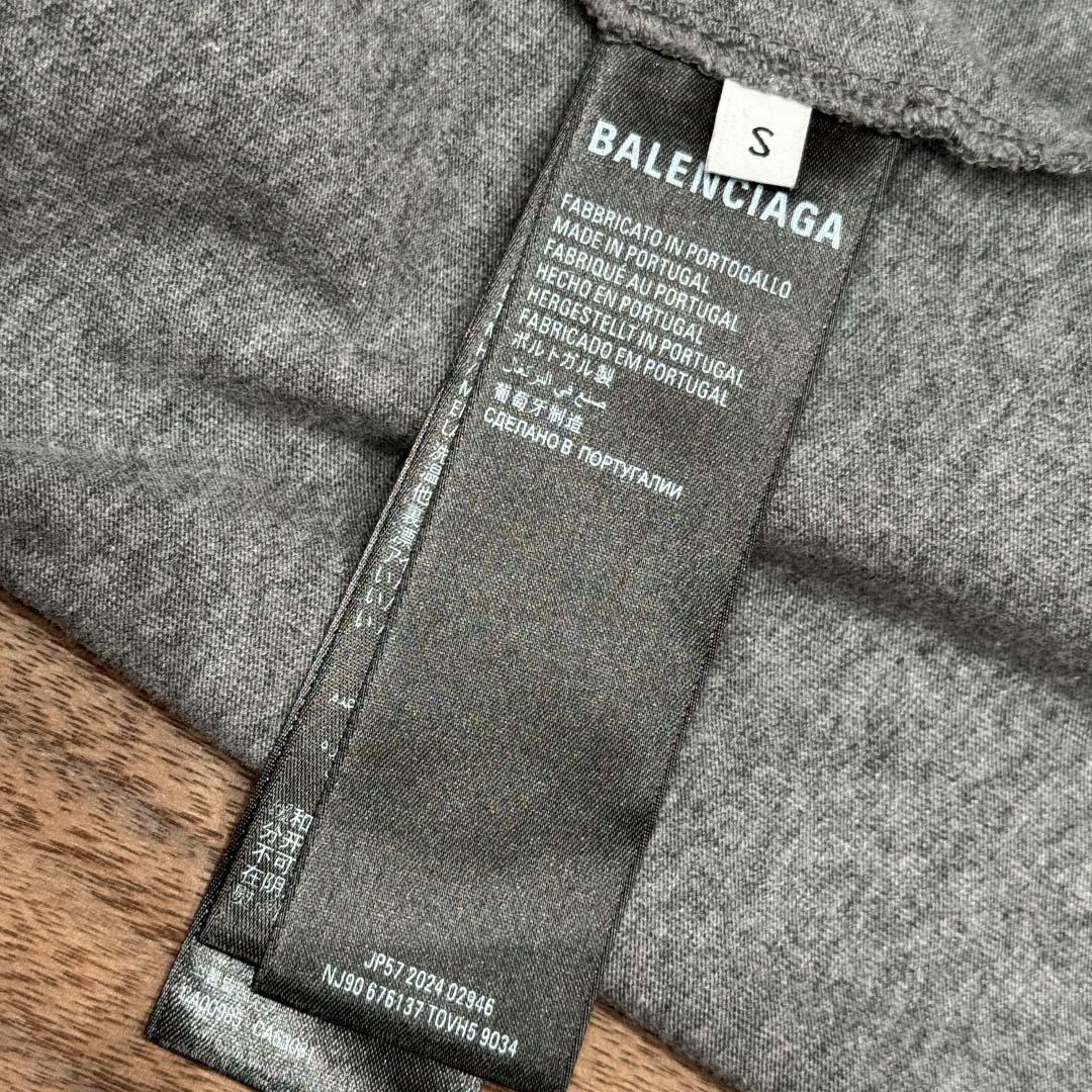 Balenciaga Luxury Script Oversized T-Shirt In Dark Heather Grey And Blue Dry Jersey - EUR FASHION
