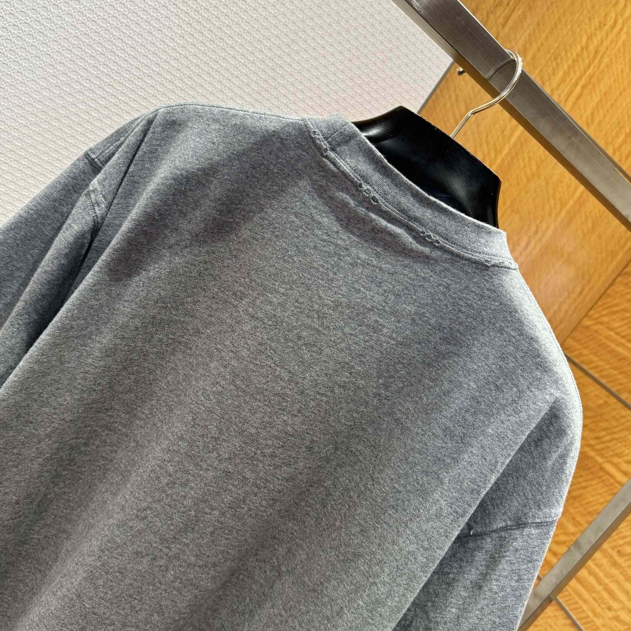 Balenciaga Luxury Script Oversized T-Shirt In Dark Heather Grey And Blue Dry Jersey - EUR FASHION
