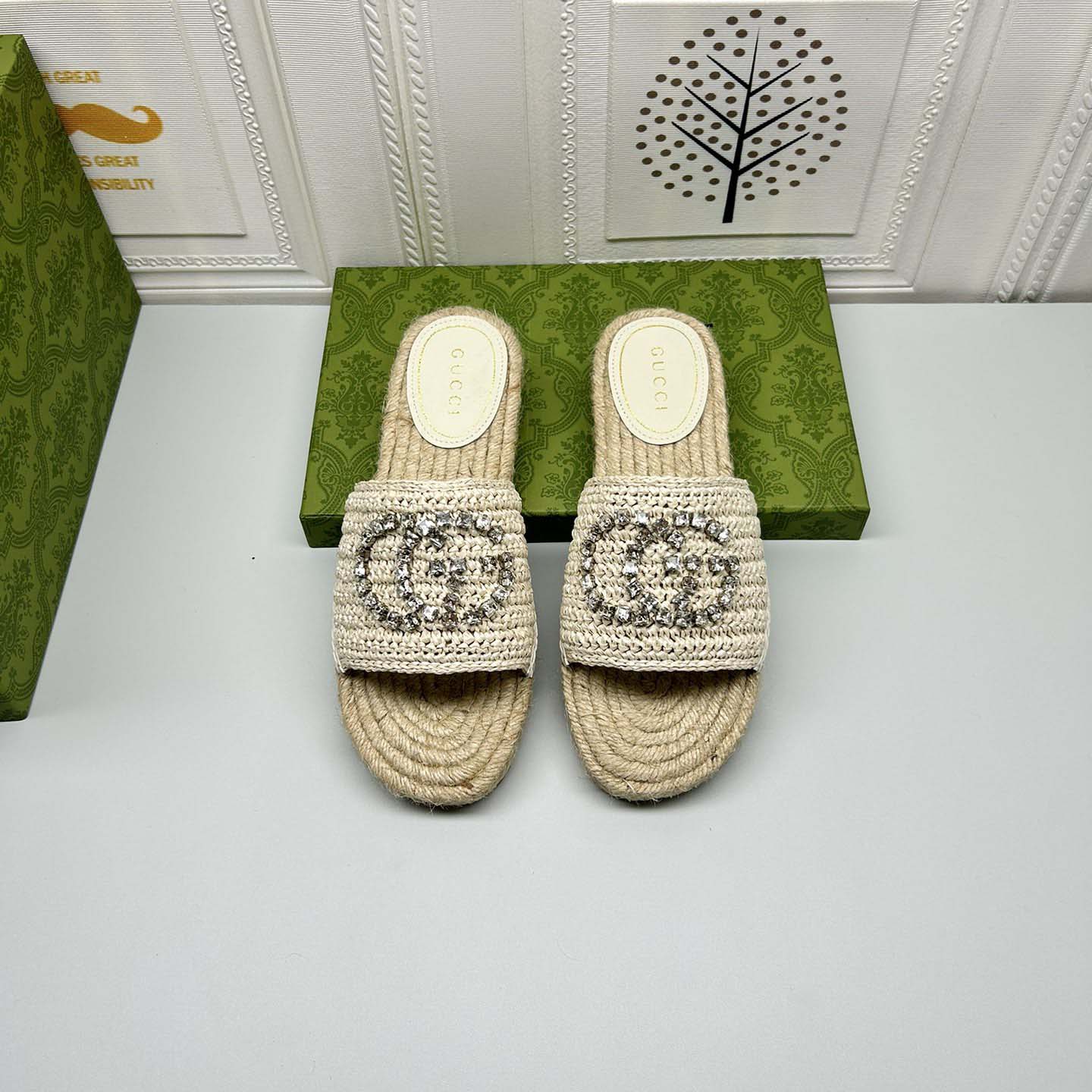 Gucci Women's espadrille with crystal Interlocking G - EUR FASHION
