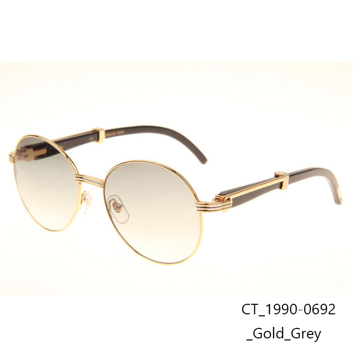 Cartier CT1990-0692 Black Buffalo Sunglasses In Gold Grey - EUR FASHION
