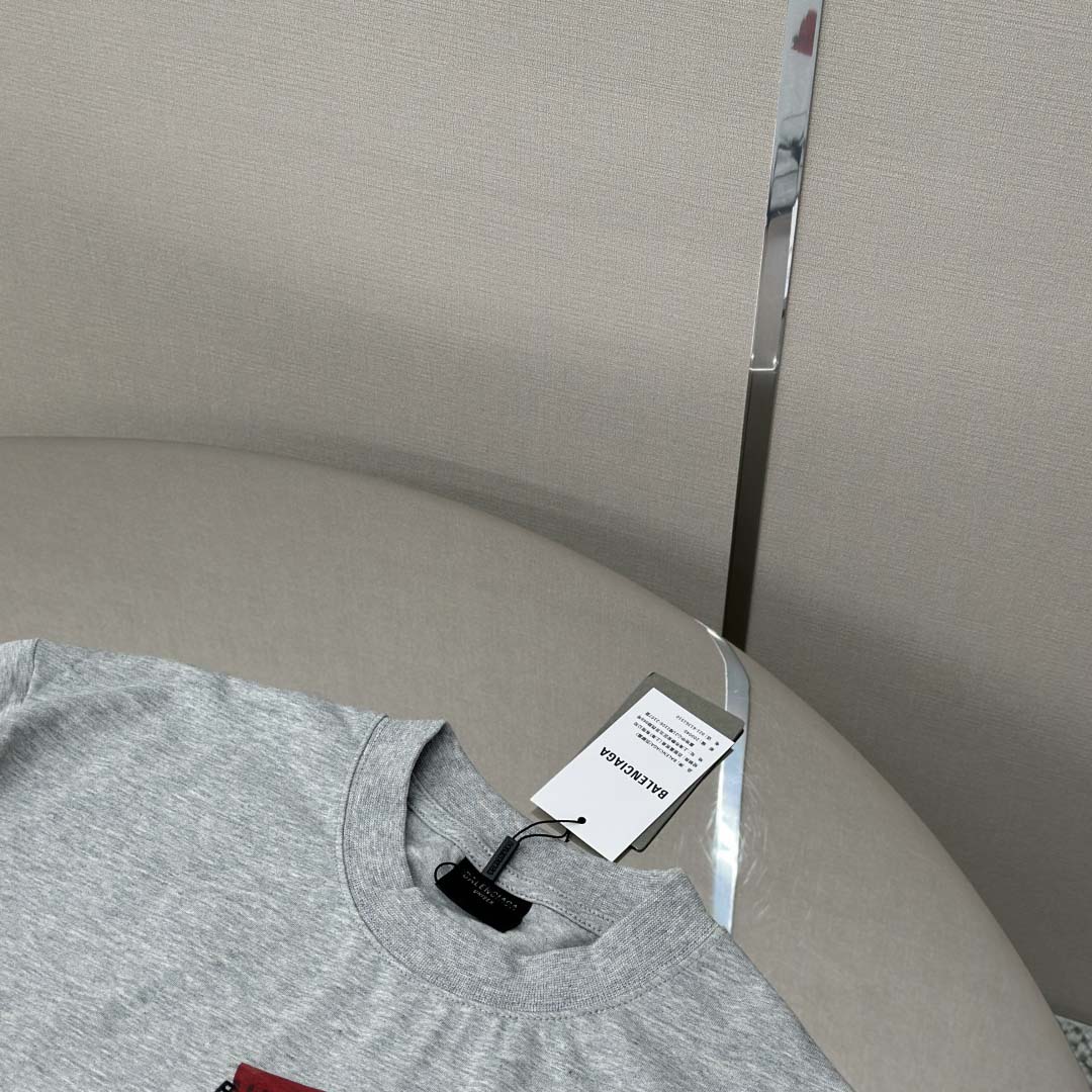 Balenciaga Taped Balenciaga Back T-Shirt Medium Fit in heather grey dry jersey - EUR FASHION