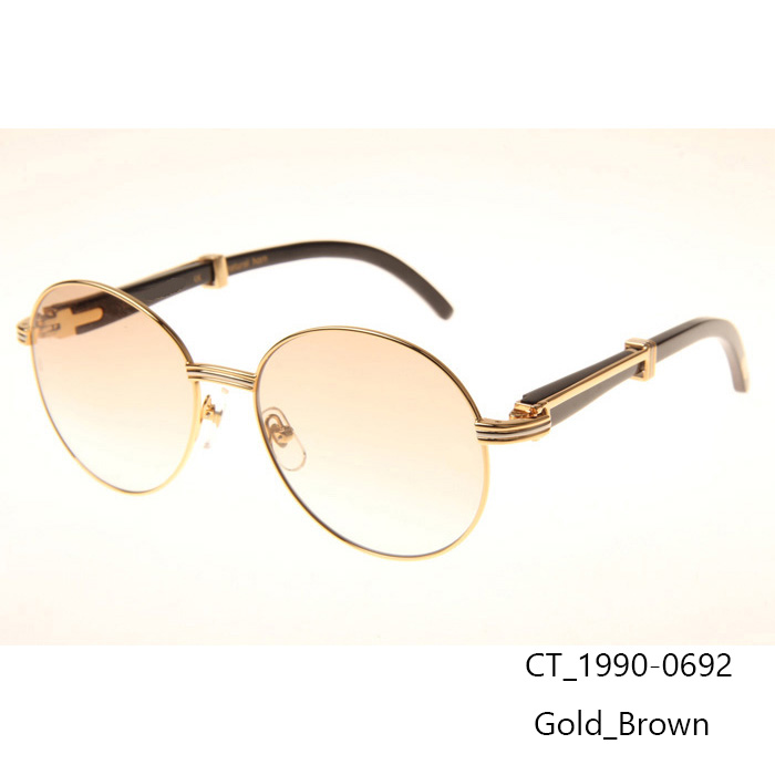Cartier CT1990-0692 Black Buffalo Sunglasses In Gold Brown - EUR FASHION