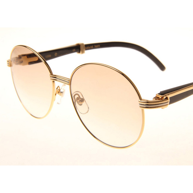 Cartier CT1990-0692 Black Buffalo Sunglasses In Gold Brown - EUR FASHION