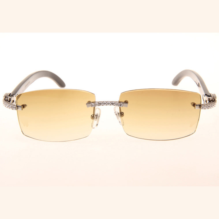 Cartier CT 3524012 Big Diamond Black Buffalo Sunglasses In Silver Brown - EUR FASHION