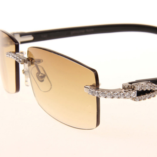 Cartier CT 3524012 Big Diamond Black Buffalo Sunglasses In Silver Brown - EUR FASHION