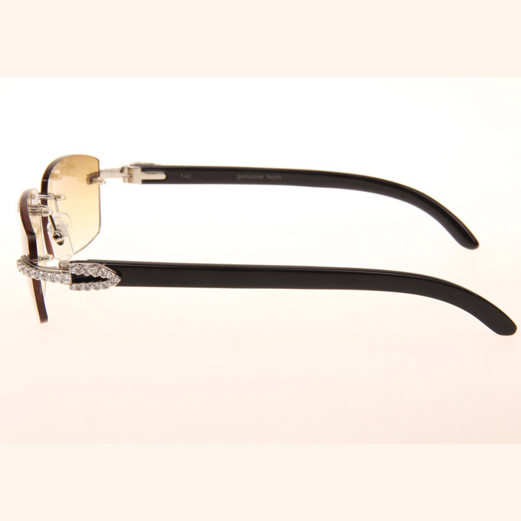 Cartier CT 3524012 Big Diamond Black Buffalo Sunglasses In Silver Brown - EUR FASHION