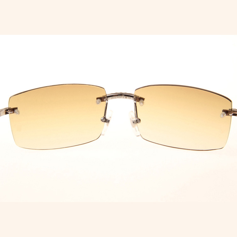 Cartier CT 3524012 Big Diamond Black Buffalo Sunglasses In Silver Brown - EUR FASHION