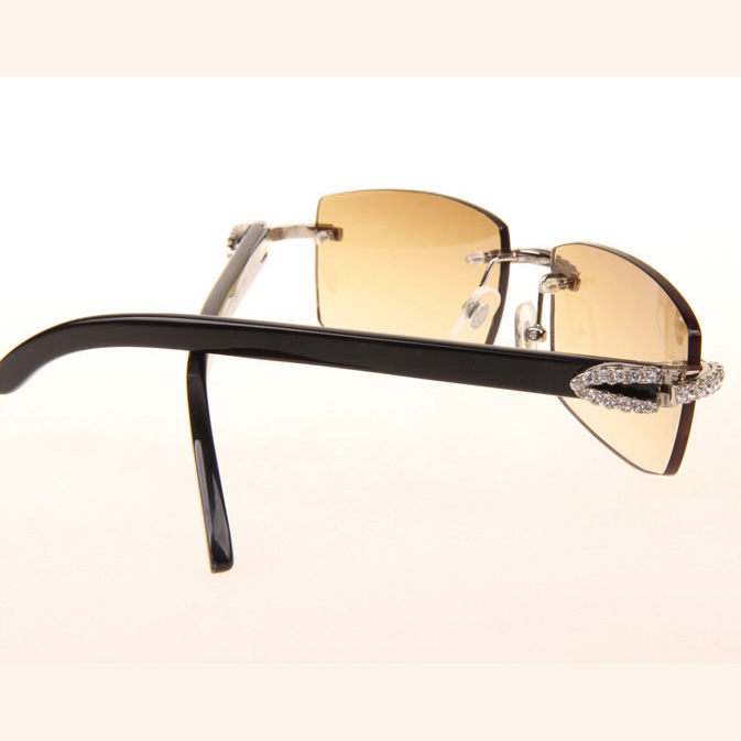 Cartier CT 3524012 Big Diamond Black Buffalo Sunglasses In Silver Brown - EUR FASHION