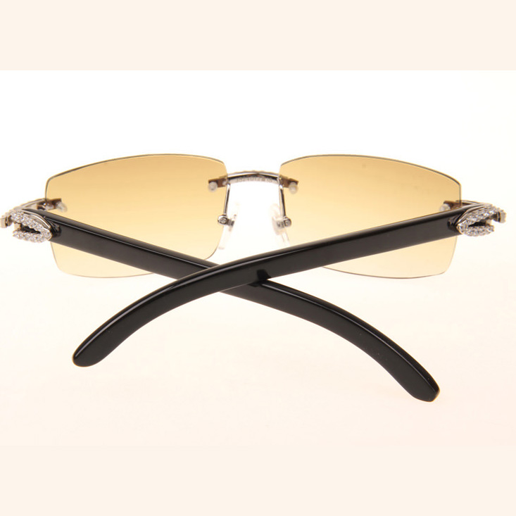 Cartier CT 3524012 Big Diamond Black Buffalo Sunglasses In Silver Brown - EUR FASHION