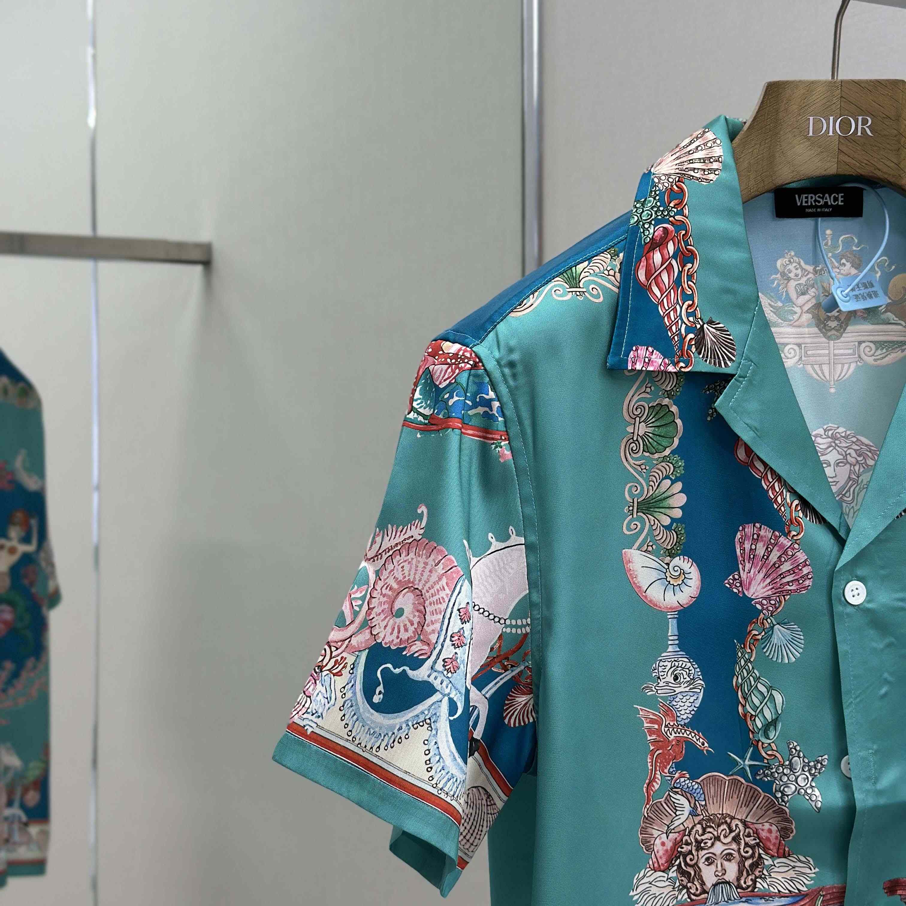 Versace Coral Theatre Silk Shirt & Silk Shorts - EUR FASHION