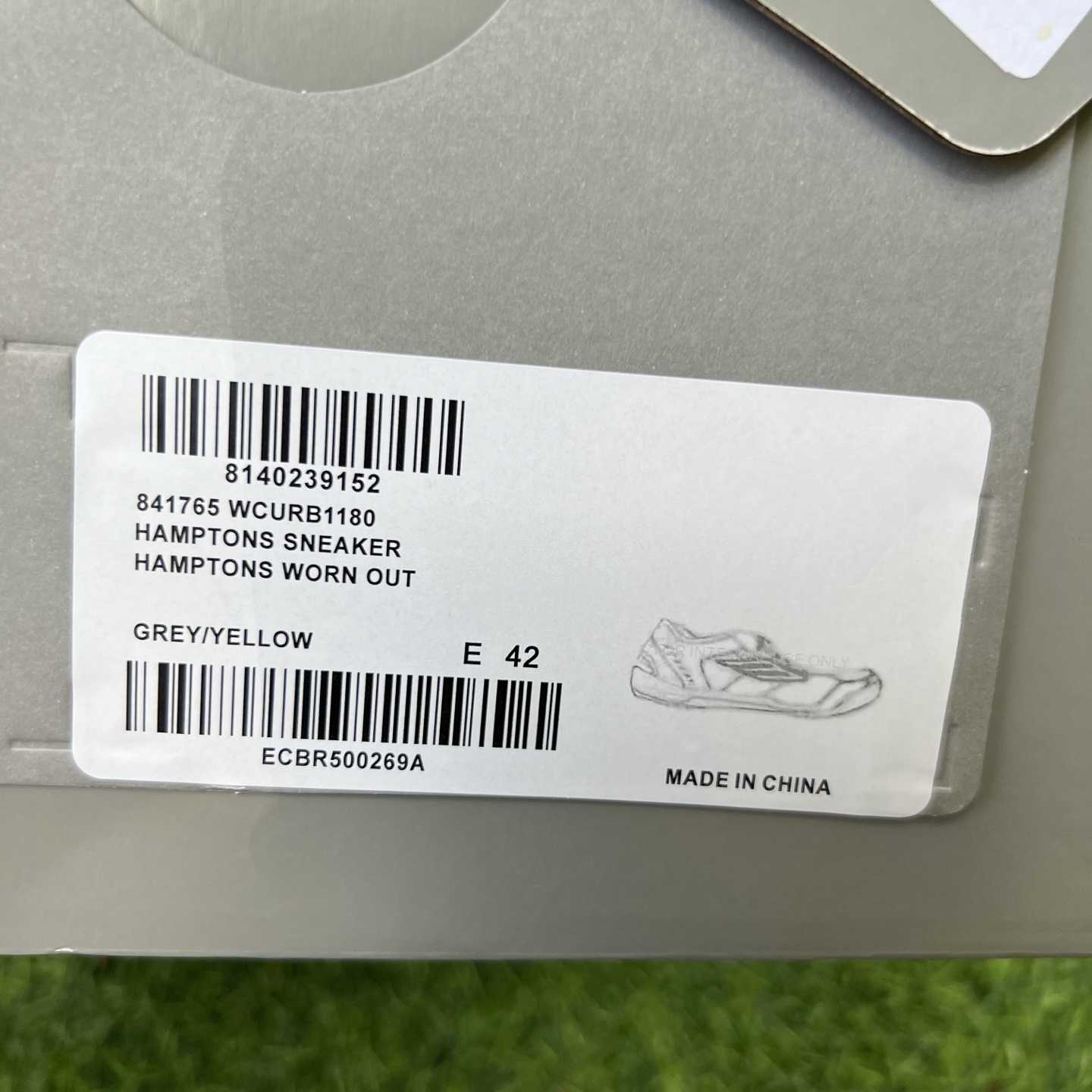 Balenciaga Hamptons Worn-Out Sneaker In Grey And Yellow Cowskin And Polyester - EUR FASHION