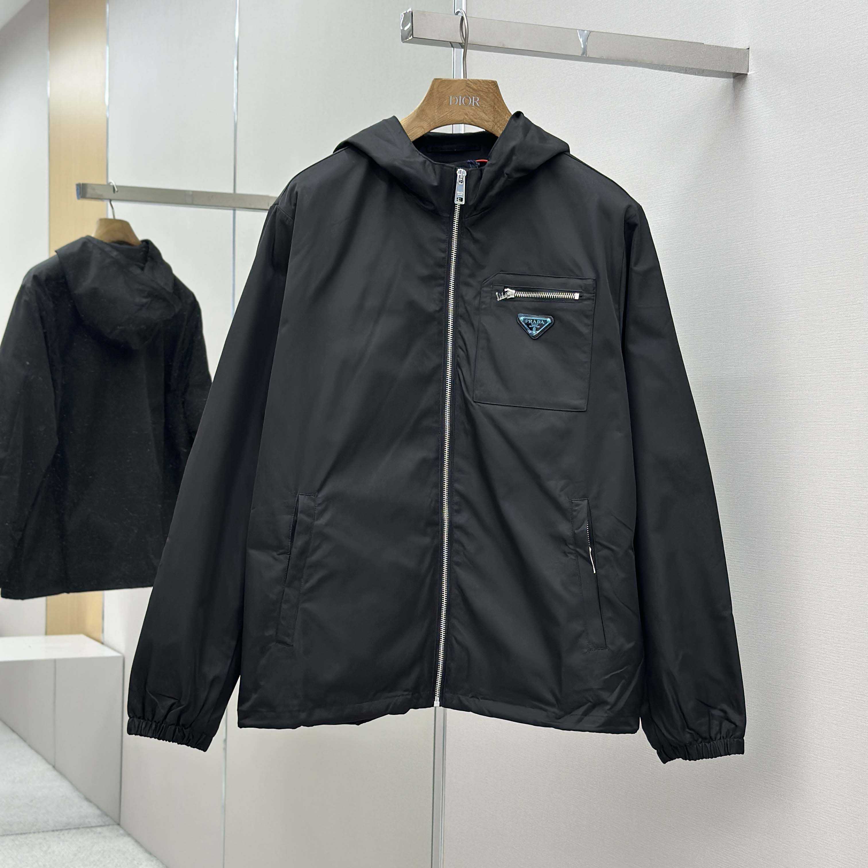Prada Black Re-nylon Hooded Jacket - EUR FASHION