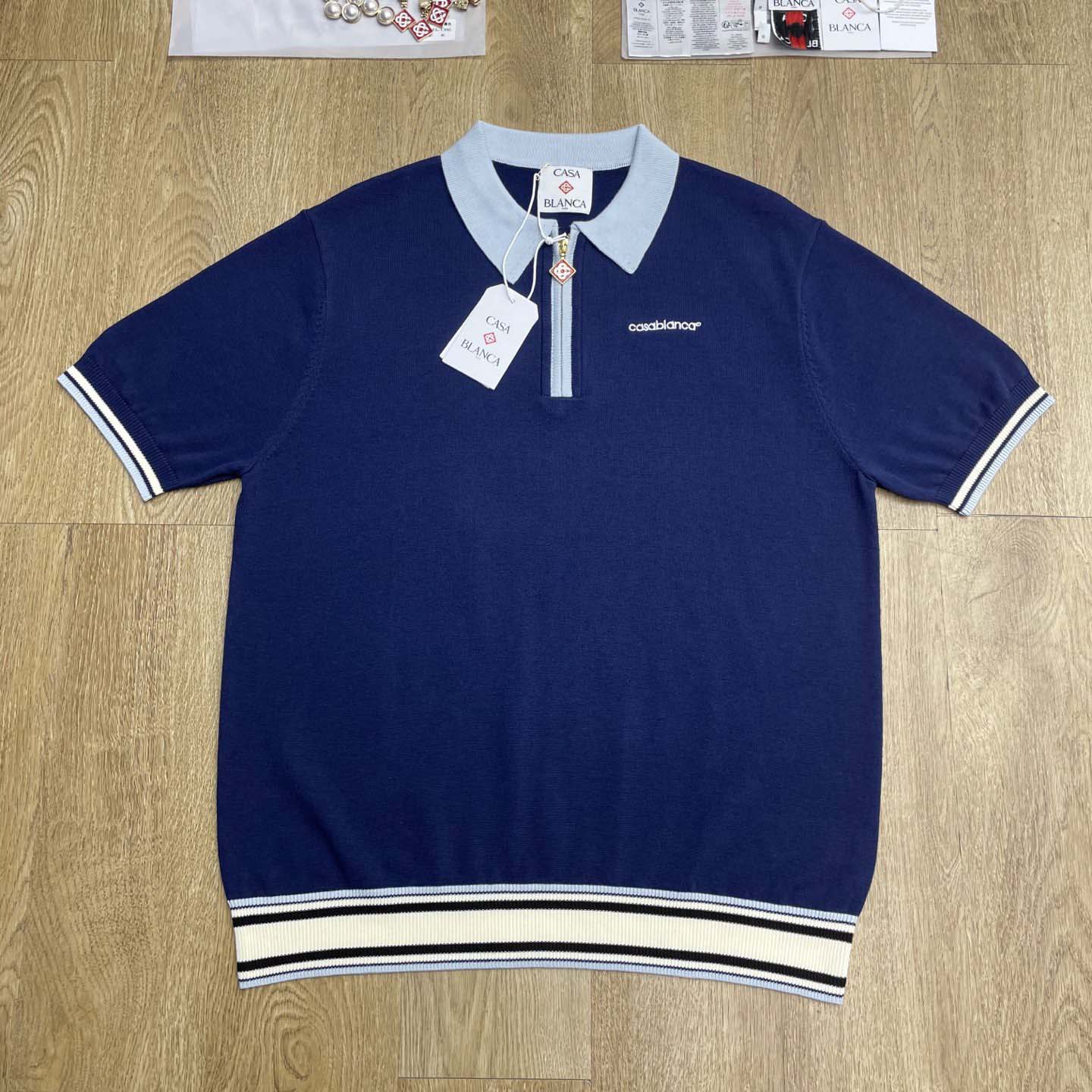 Casablanca Wool Knit Monogram Quarter-Zip Polo Shirt   D0099 - EUR FASHION