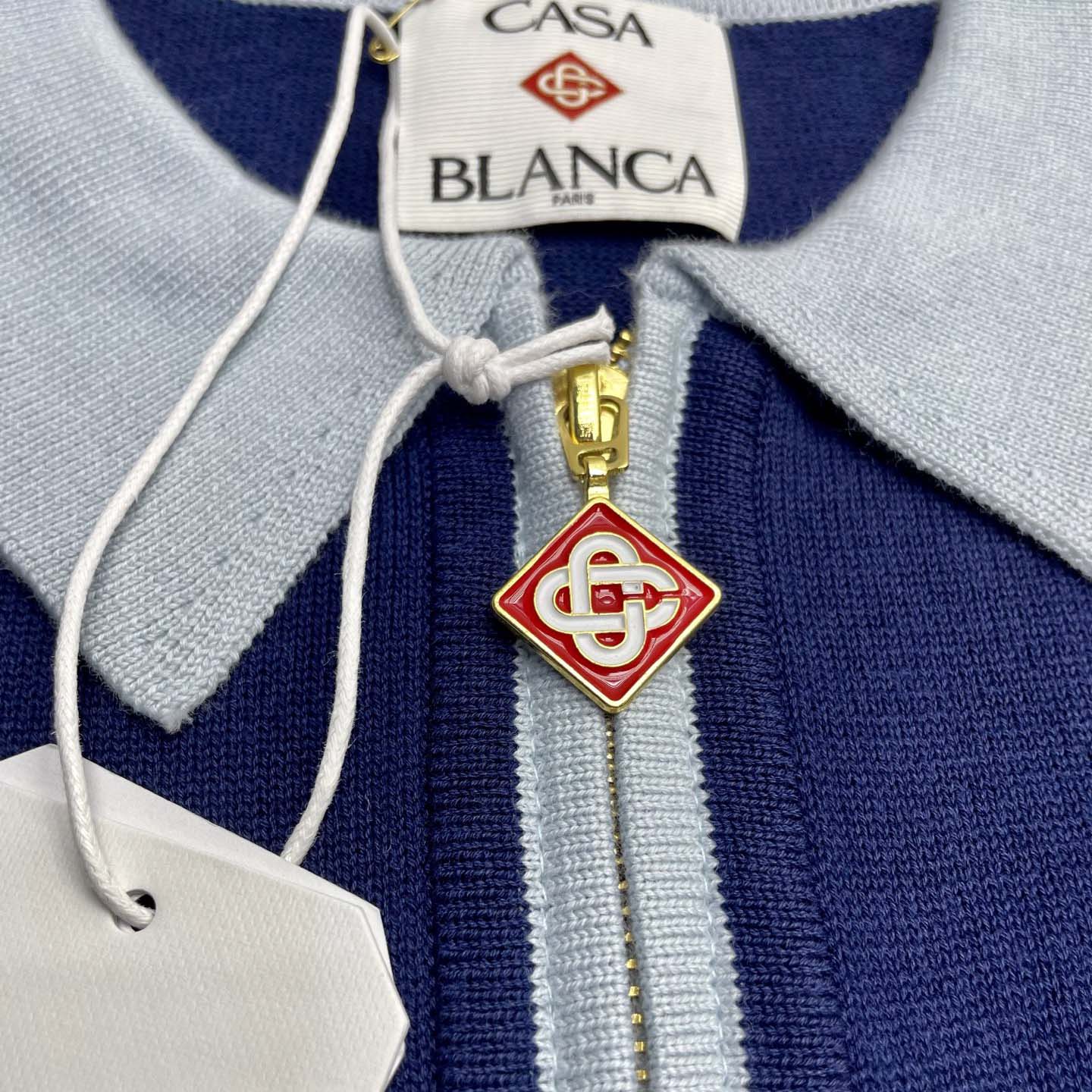 Casablanca Wool Knit Monogram Quarter-Zip Polo Shirt   D0099 - EUR FASHION