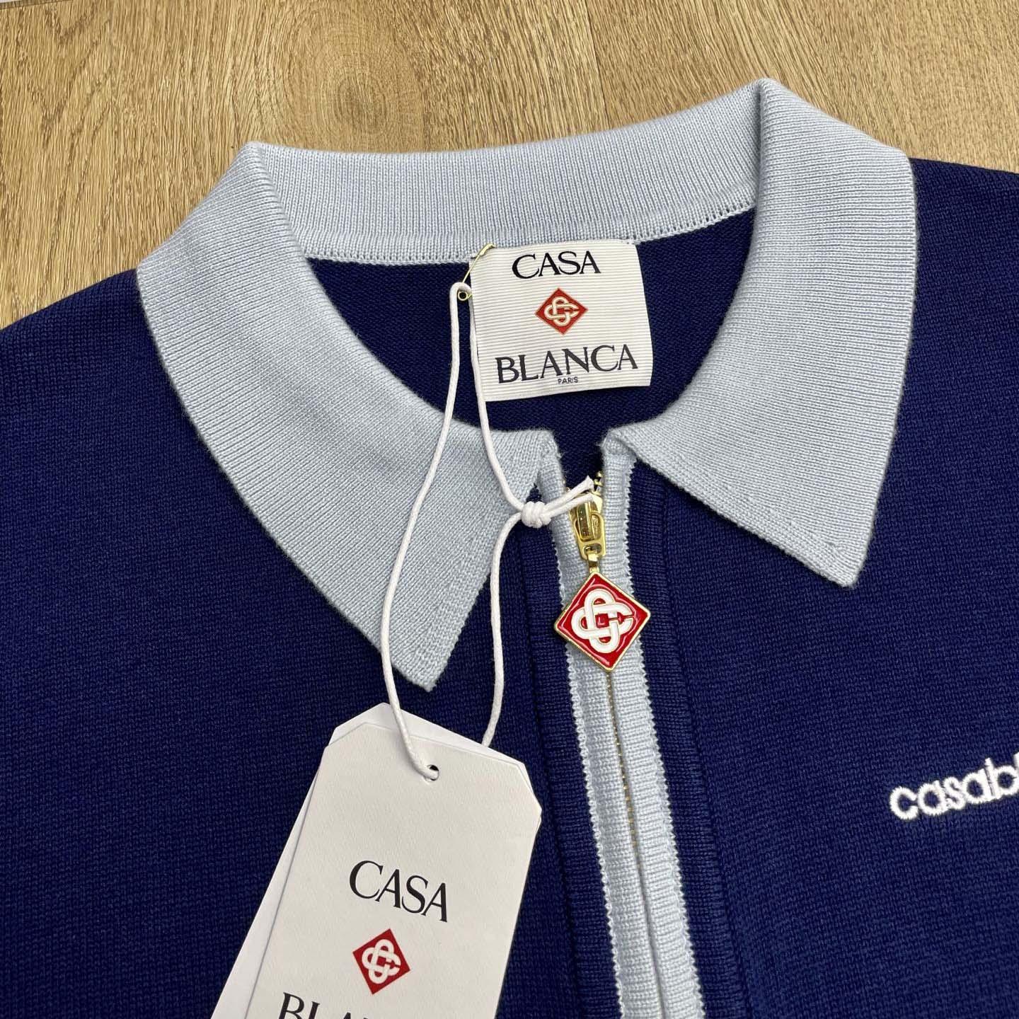 Casablanca Wool Knit Monogram Quarter-Zip Polo Shirt   D0099 - EUR FASHION