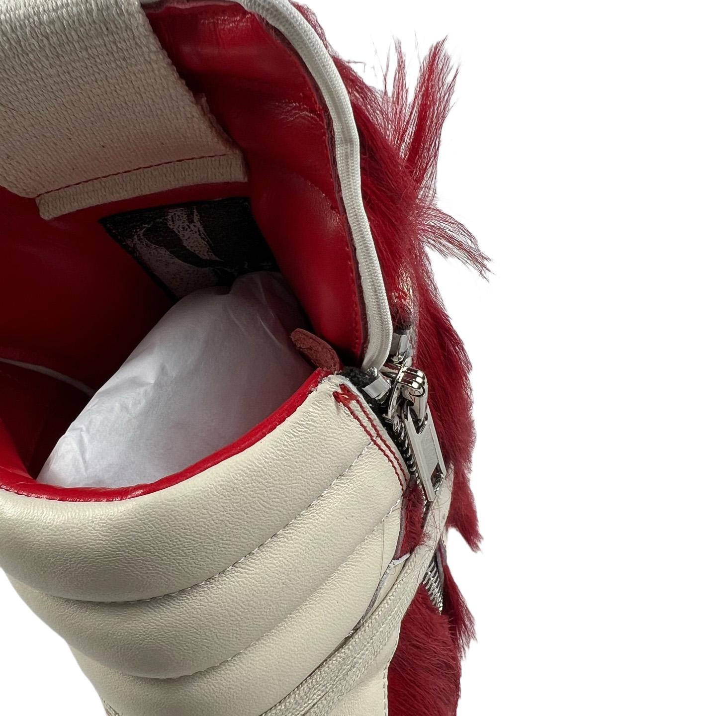 Rick Owens Red & Off-white Geobasket Sneakers - EUR FASHION
