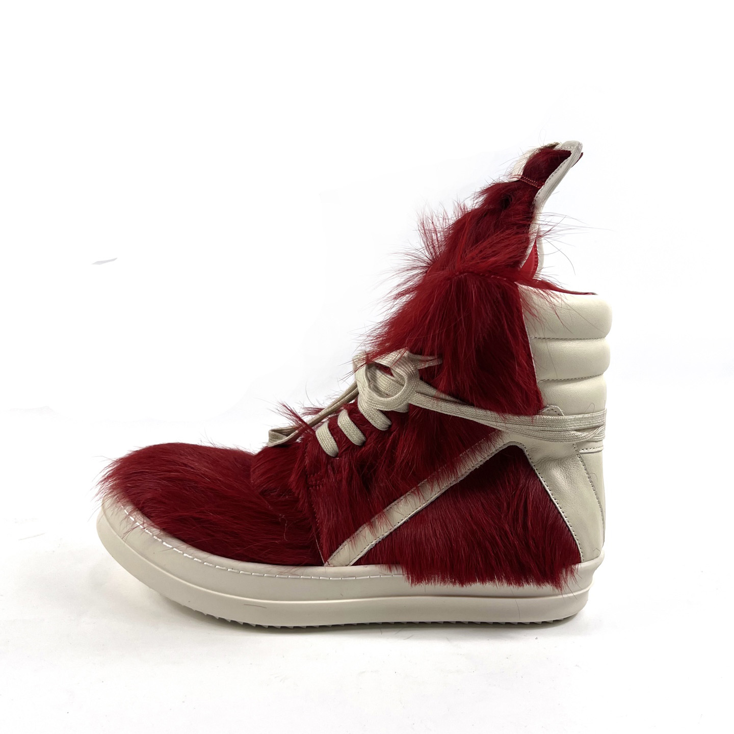 Rick Owens Red & Off-white Geobasket Sneakers - EUR FASHION