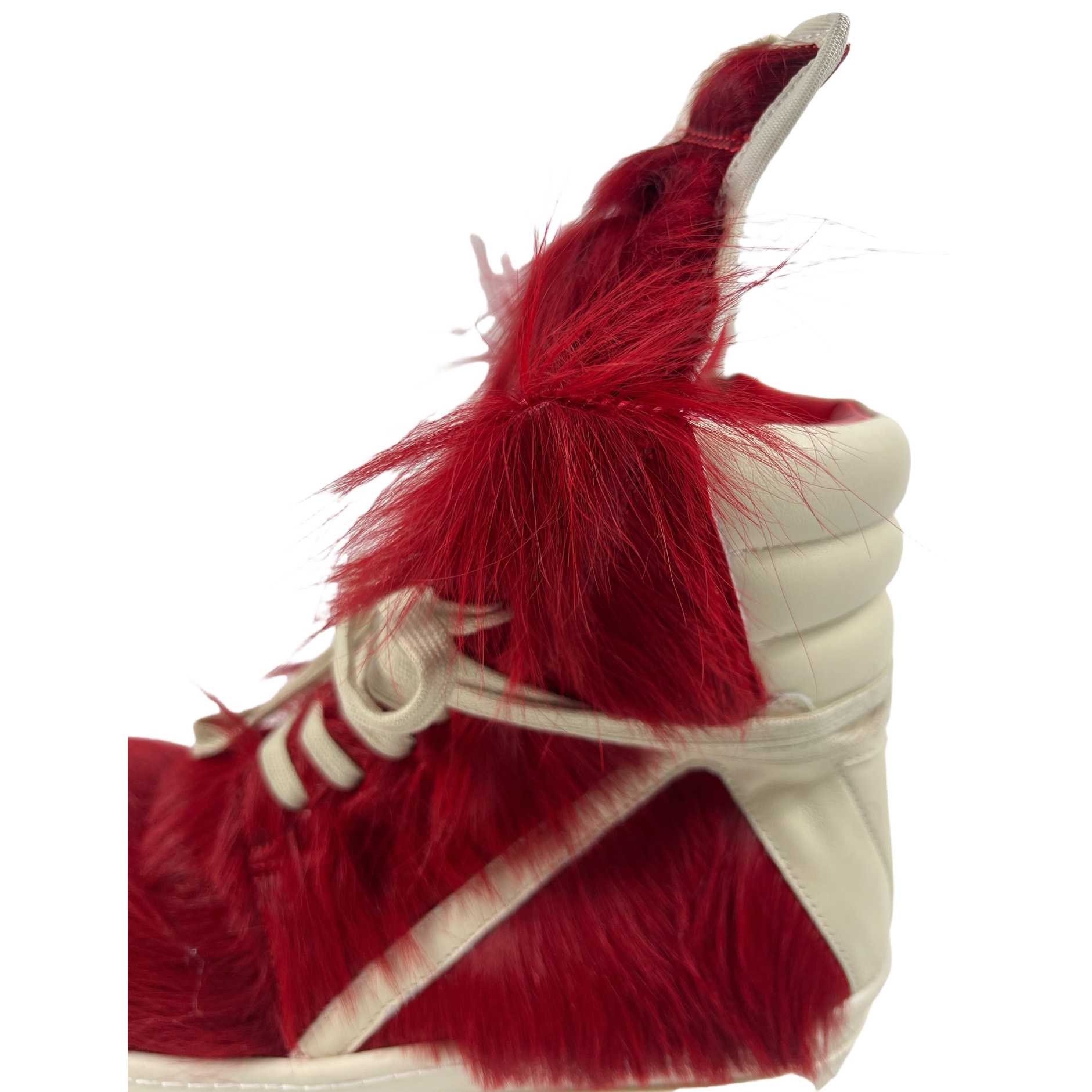 Rick Owens Red & Off-white Geobasket Sneakers - EUR FASHION